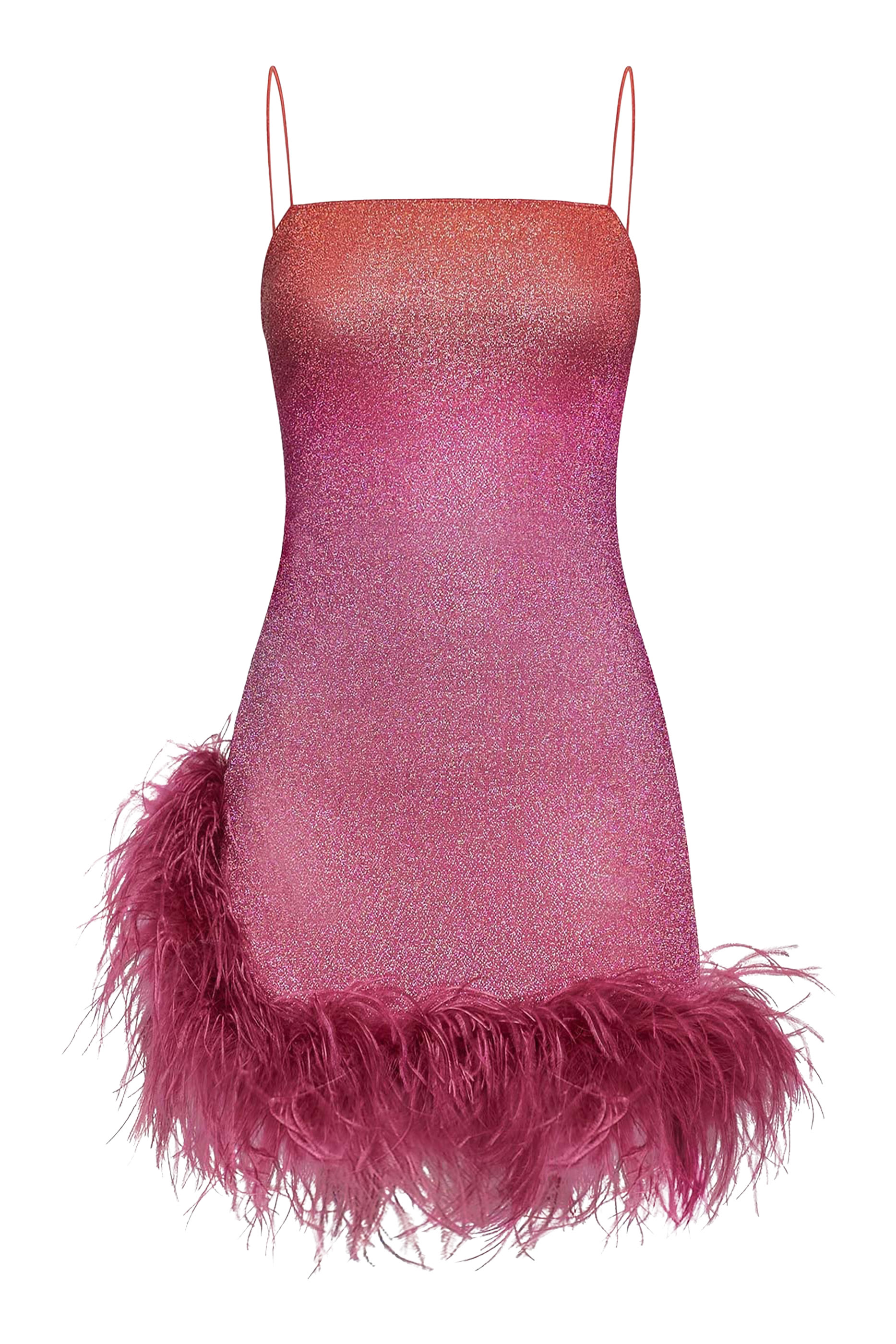 Lumi&eacute;re Ombre Shade Feather-trim Mini Dress 