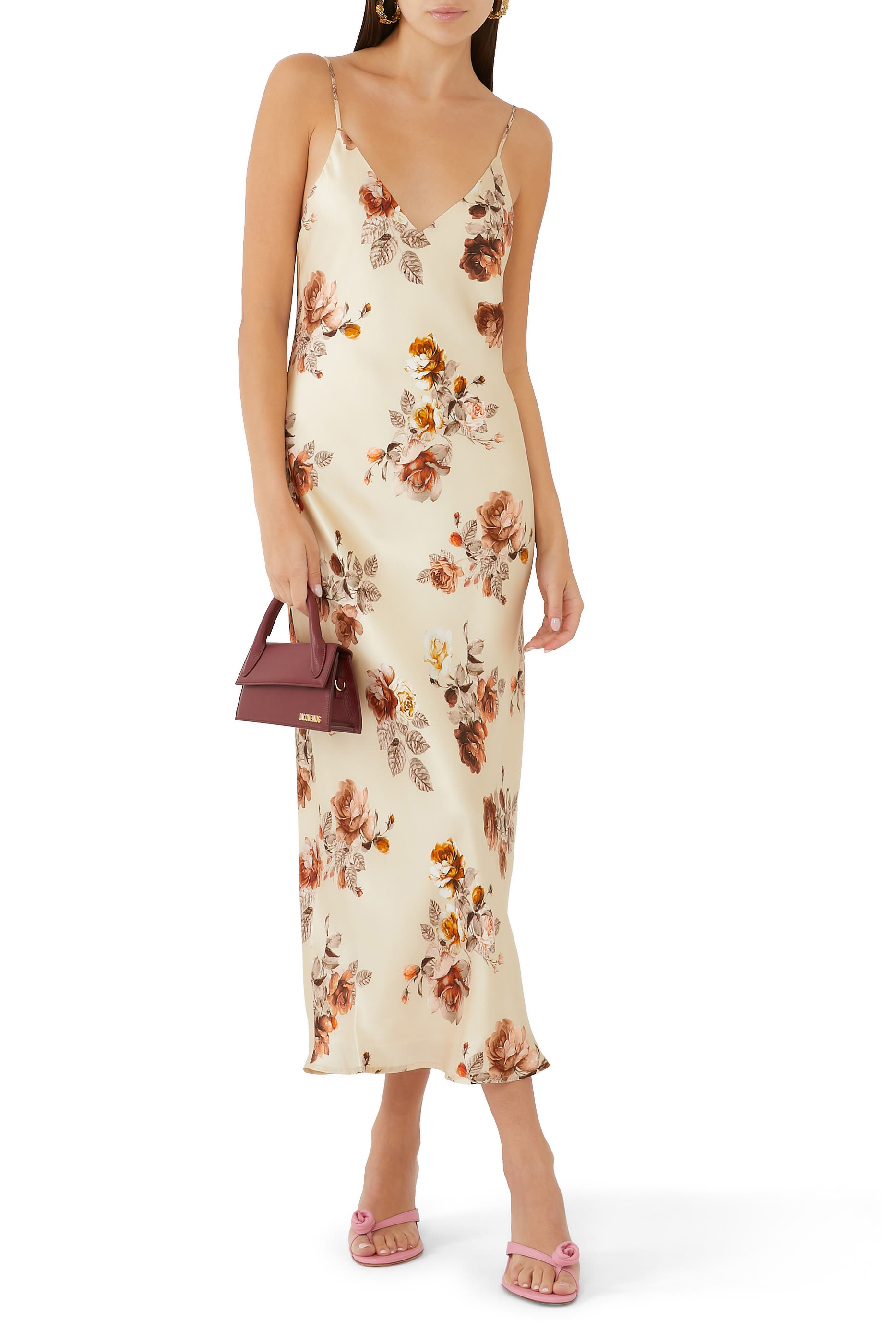 Seridie Slip Midi Tonal Rose Dress