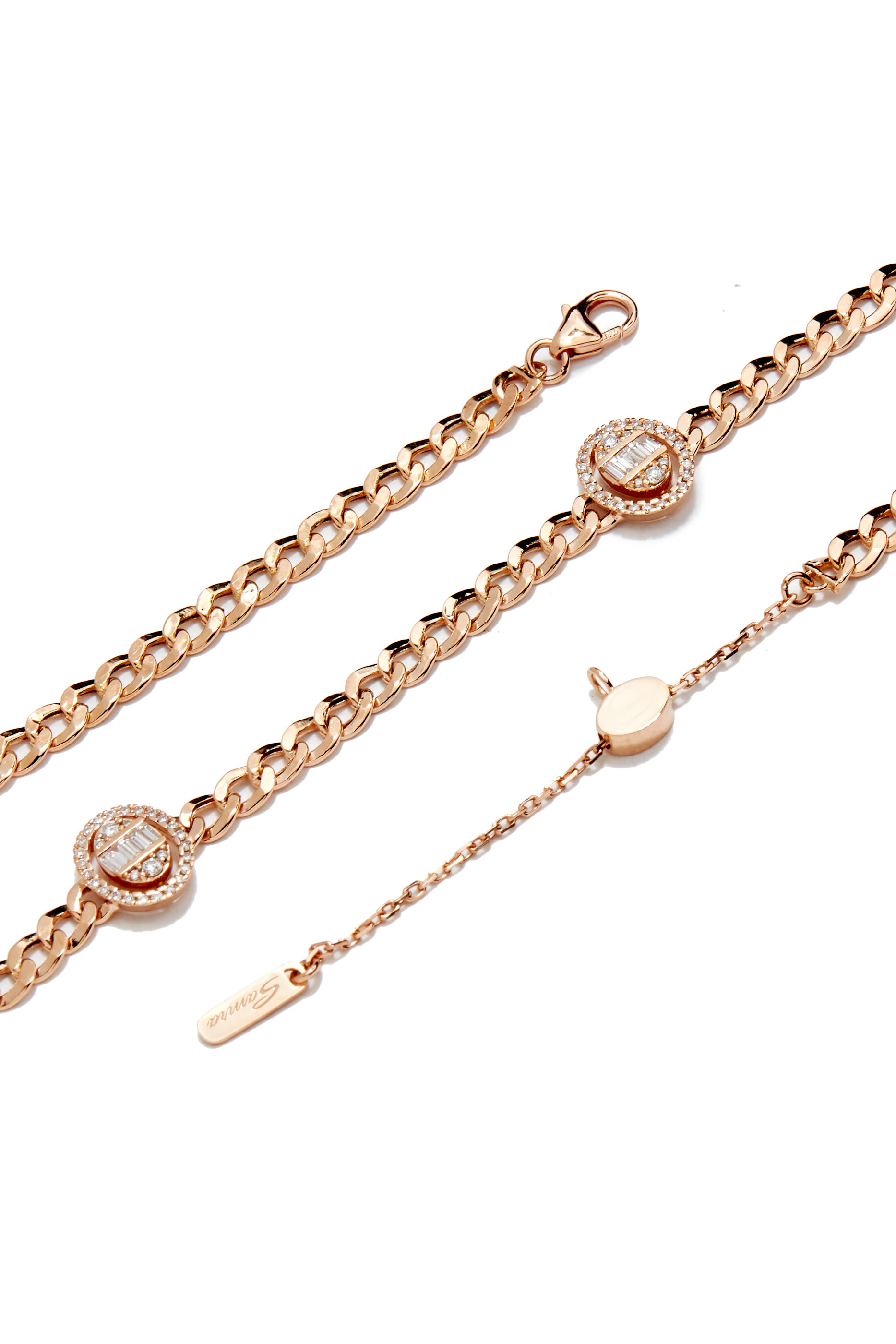 Quwa Three Oval Necklace, 18K Rose Gold & Diamonds