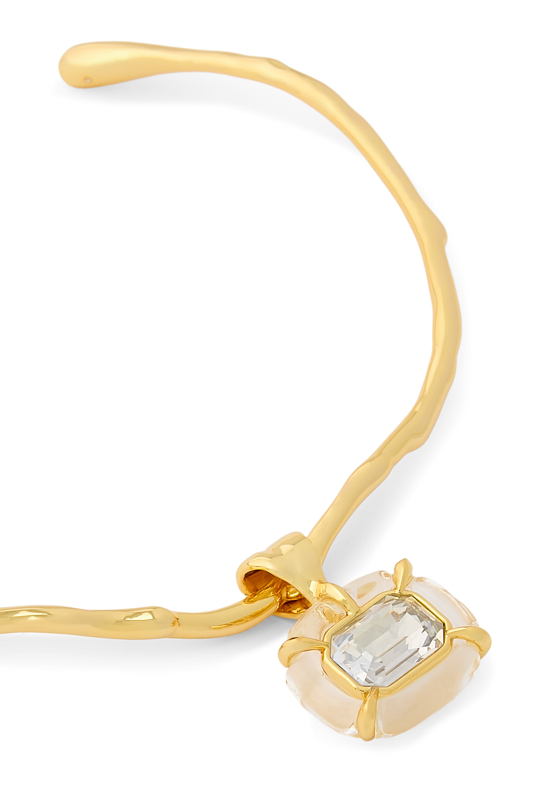 Liquid Lucite Jeweled Crystal Collar, 14K Gold Plated Brass, Lucite & Crystal