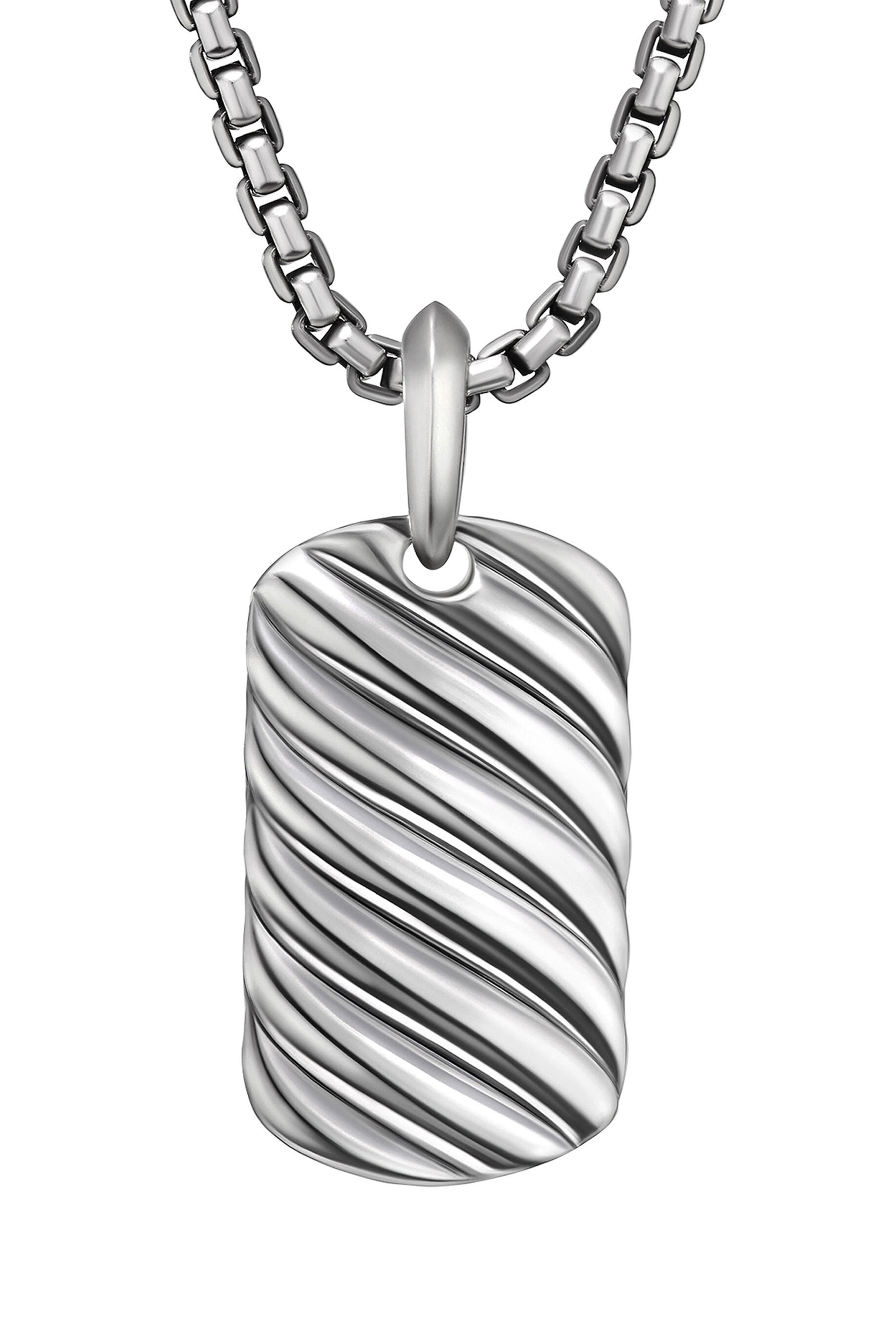 Sculpted Cable Tag, Sterling Silver