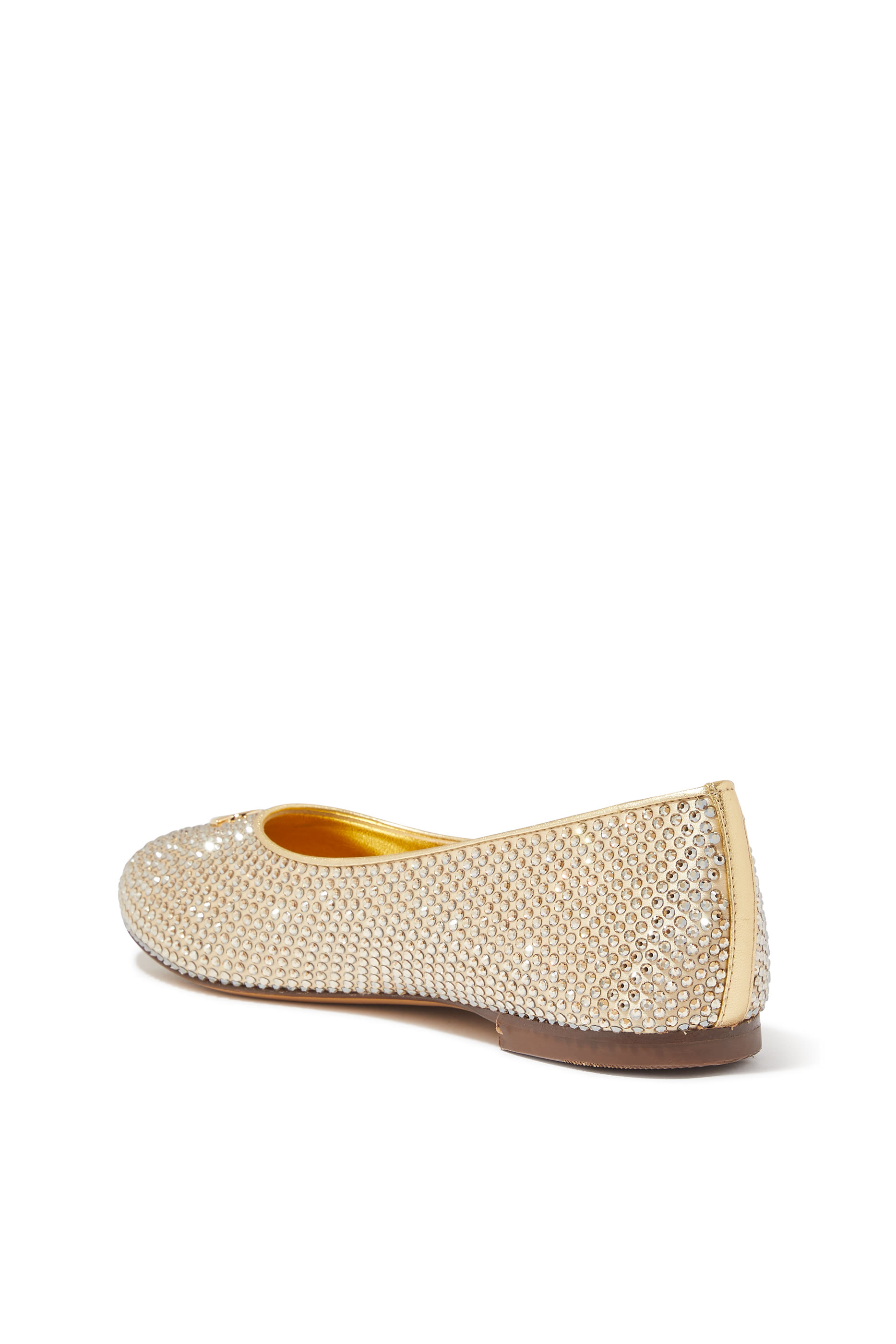 Kids Satin DG Logo Ballet Flats With Fusible Rhinestones