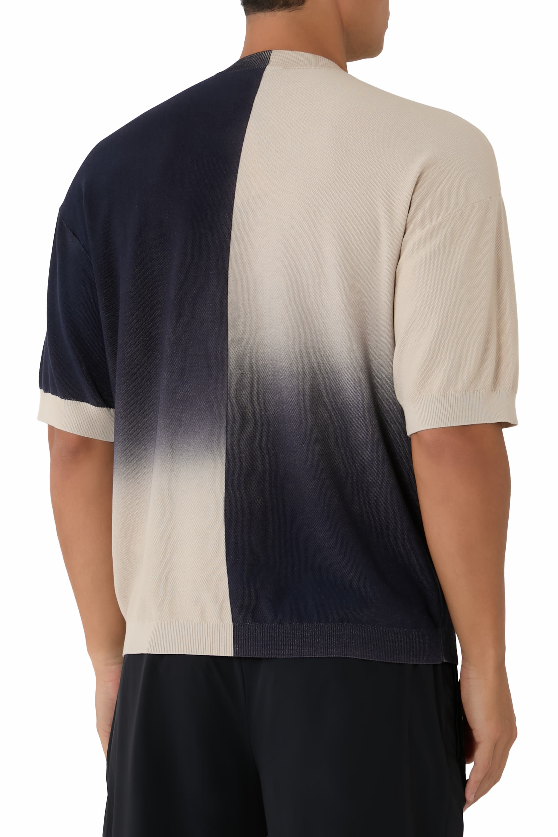 Colour-block Gradient Cotton T-Shirt