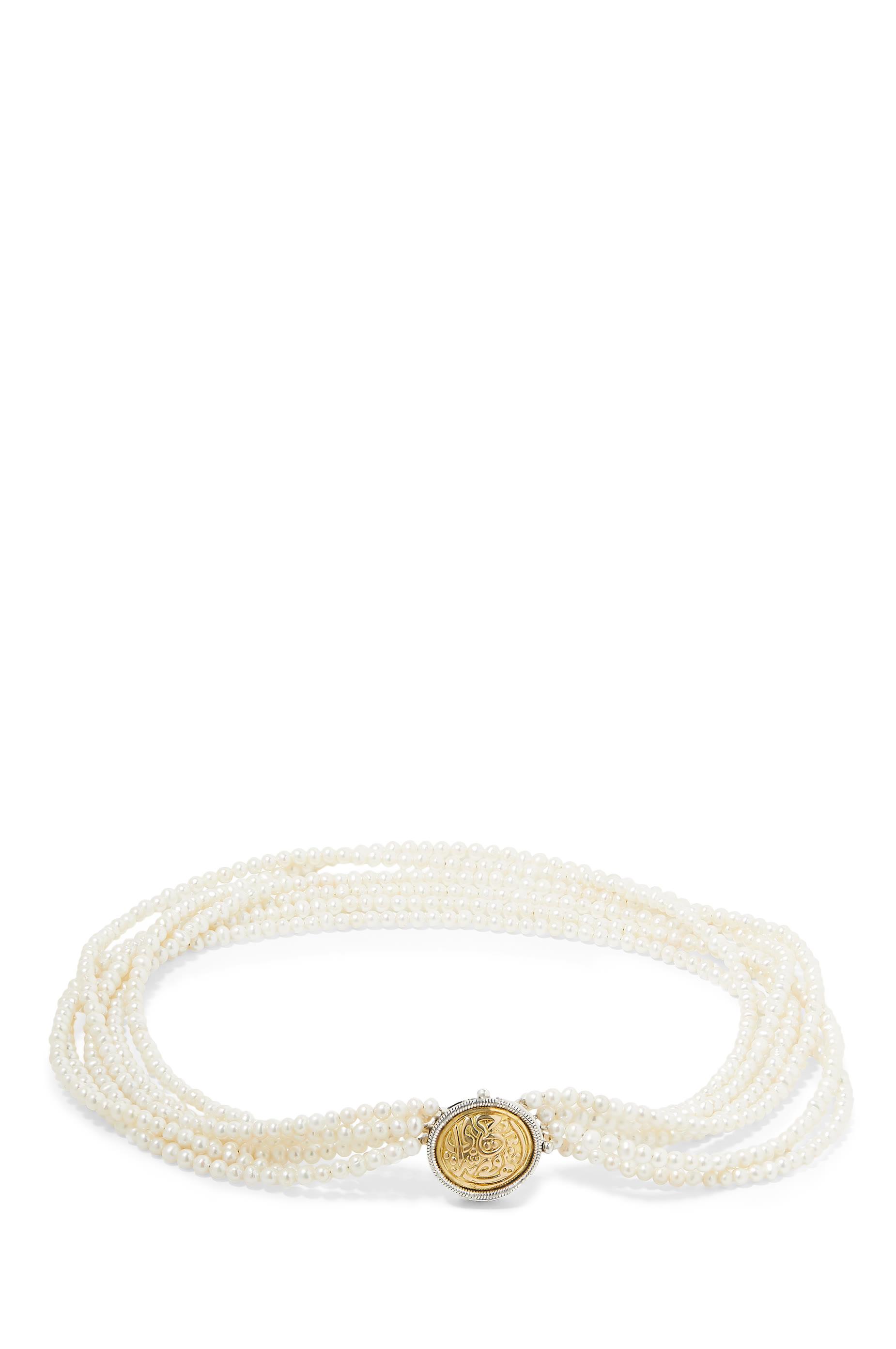 She is My Love Story Beaded Necklace, 18K Yellow Gold with Sterling Silver & Pearls