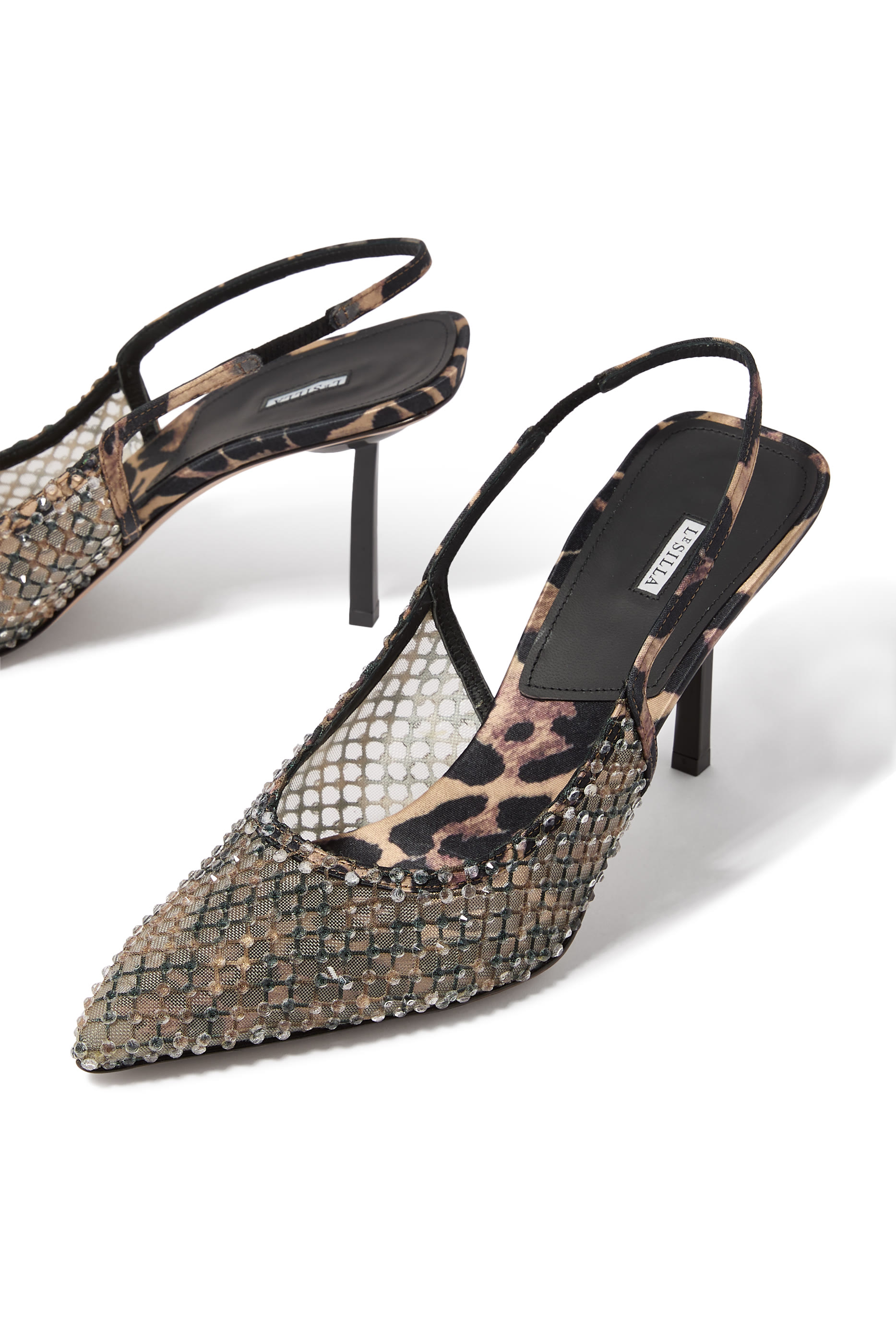 Gilda Embellished Fishnet Cheetah 80 Pumps