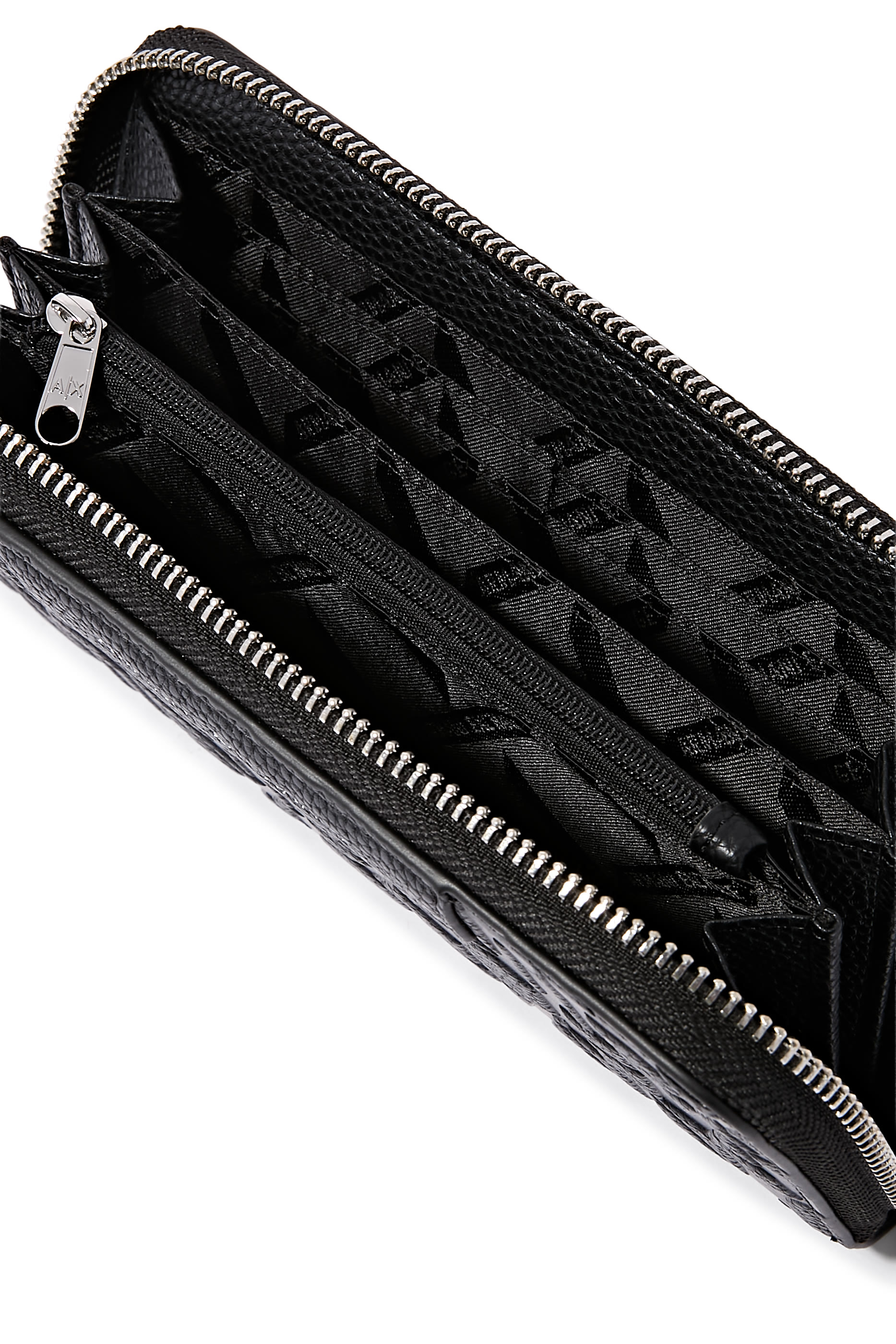 Logo Faux Leather Zip Around Wallet