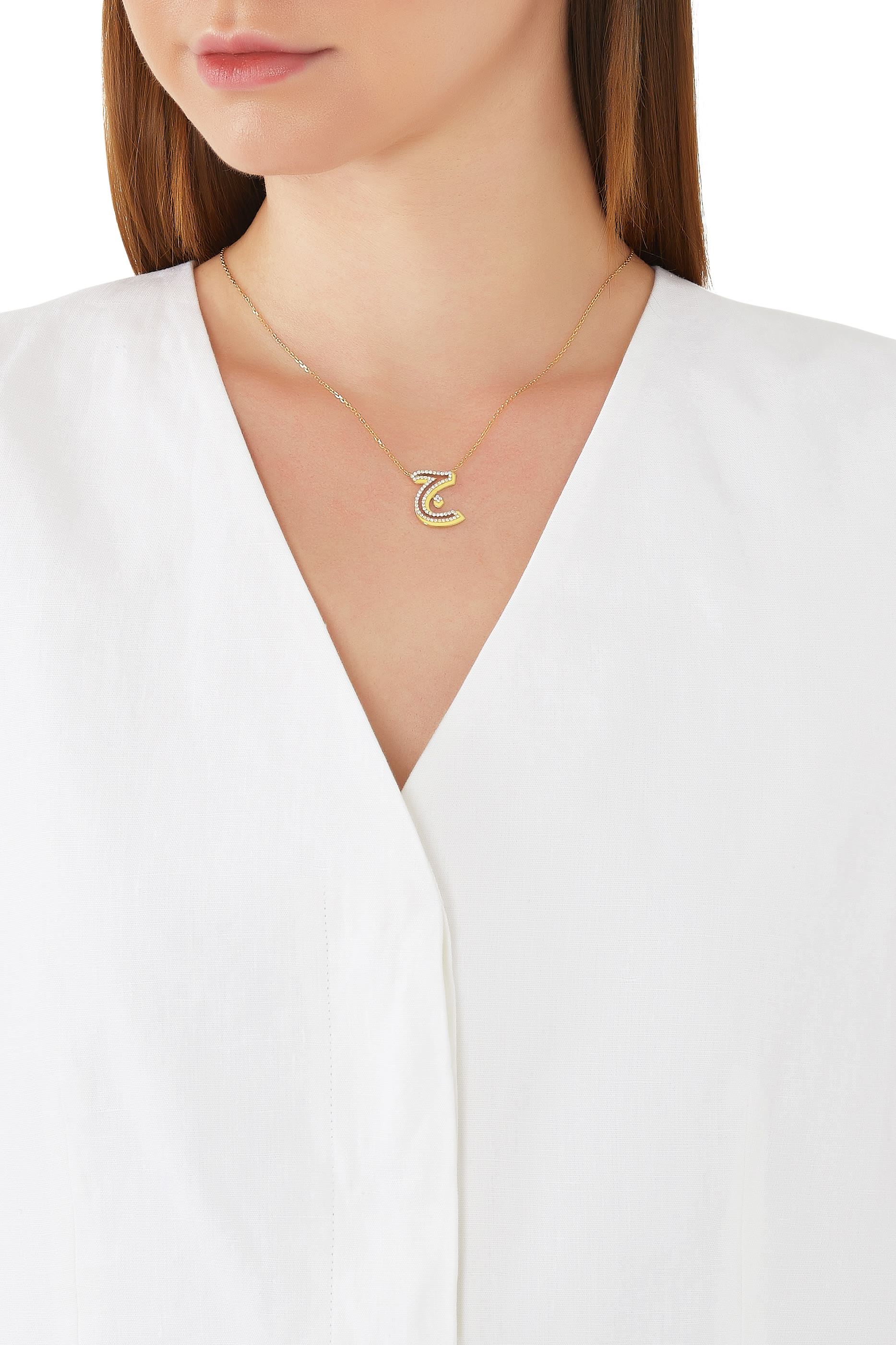 Arabic Letter Necklace, 18k Gold & Diamond