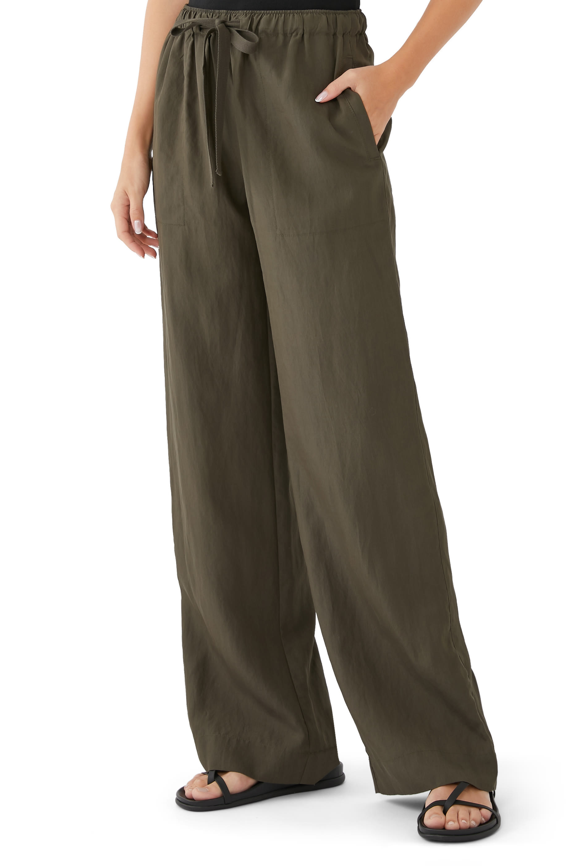 Mid-Rise Utility Drawstring Pants