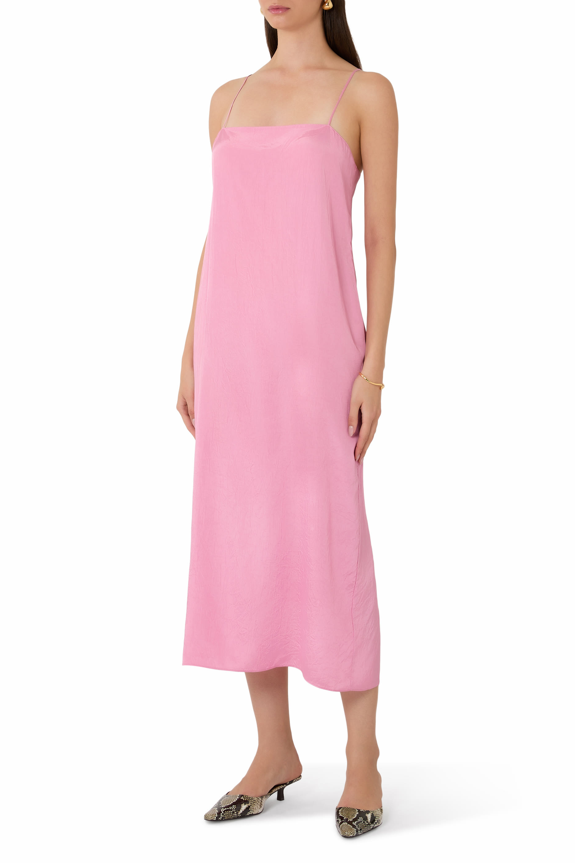 Summer Acetate Crinkle Slip Dress