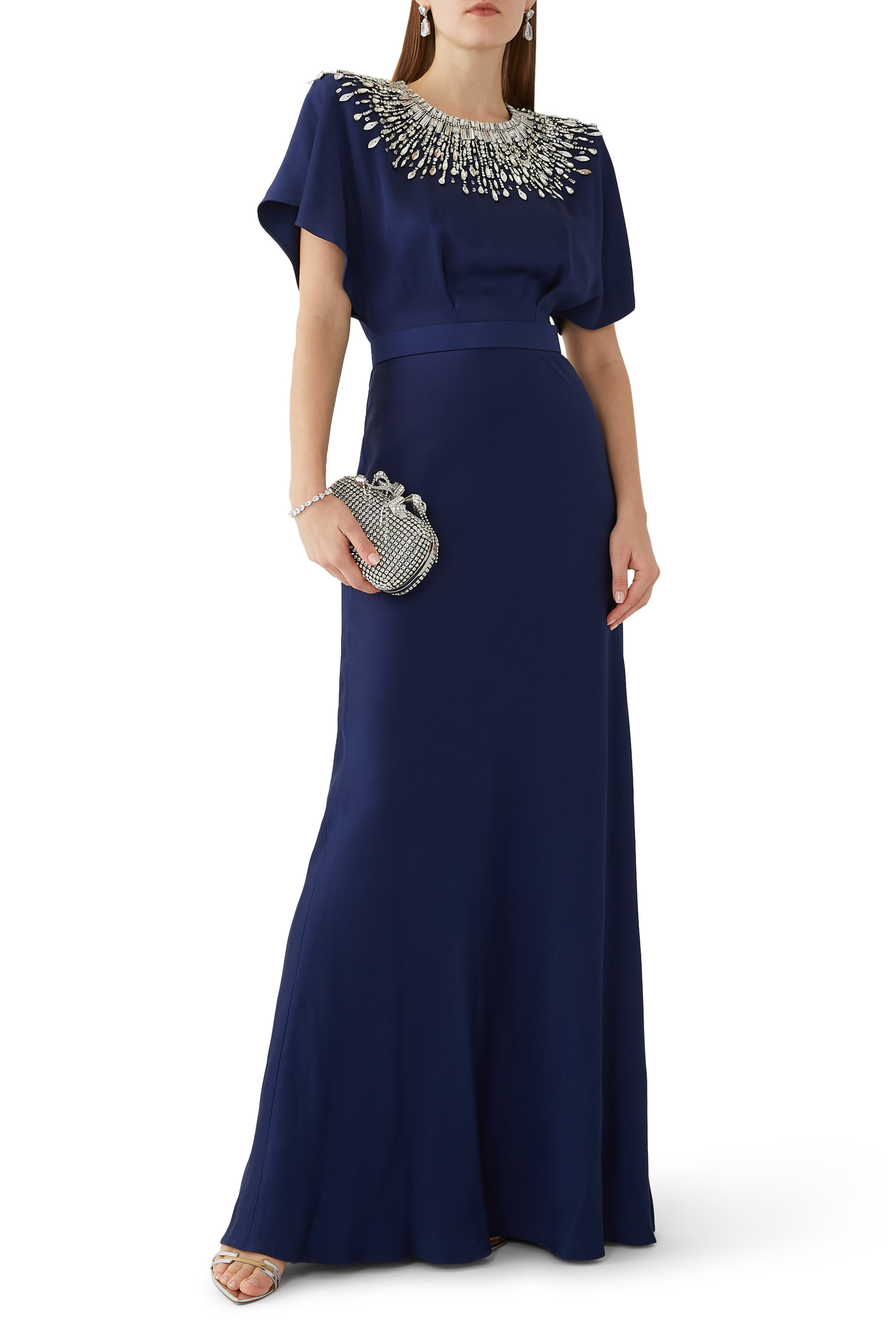 Short Sleeve Beaded Gown