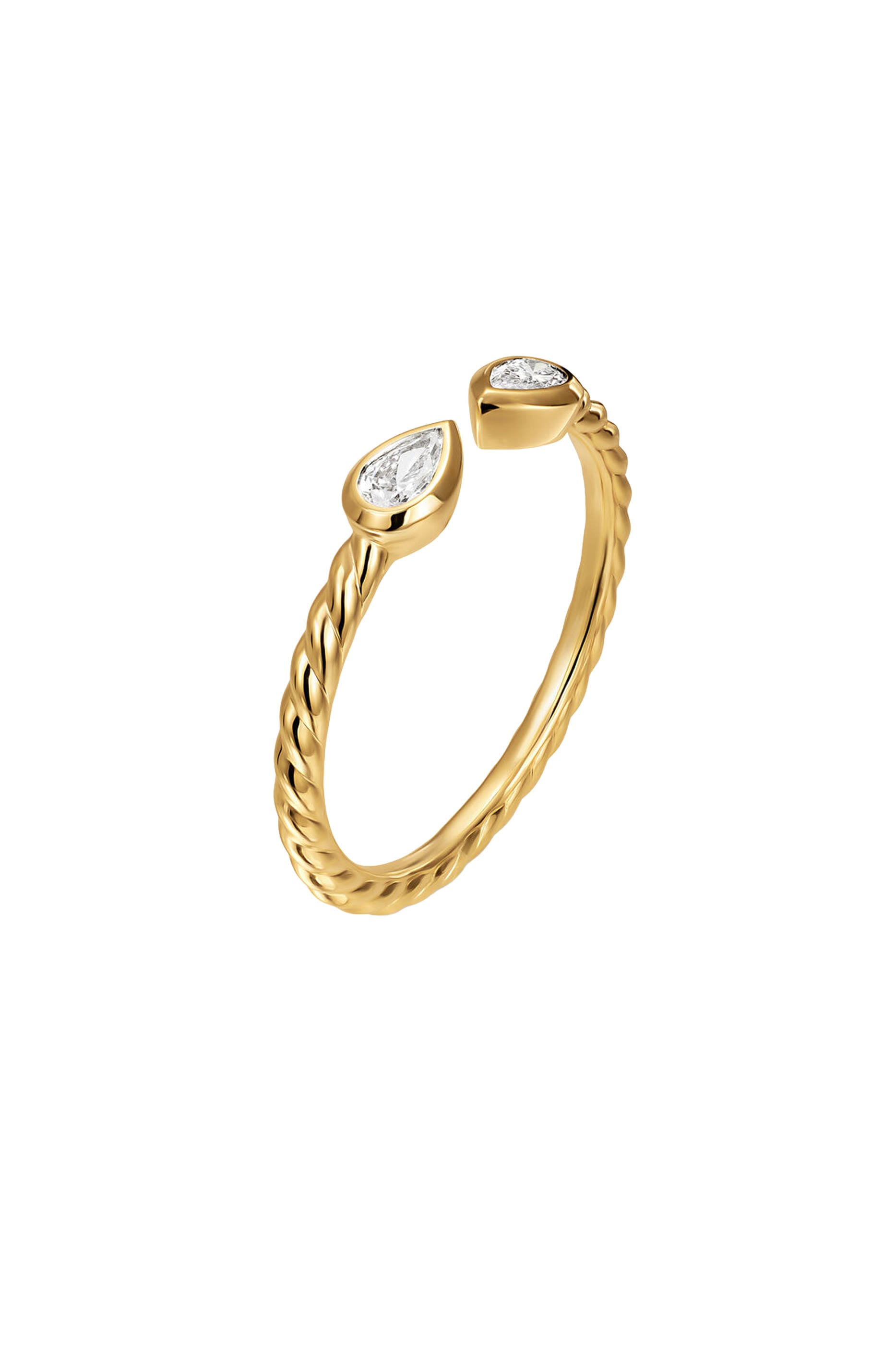 Petite Modern Renaissance&reg; Open Pear Ring, 18K Yellow Gold & Diamonds