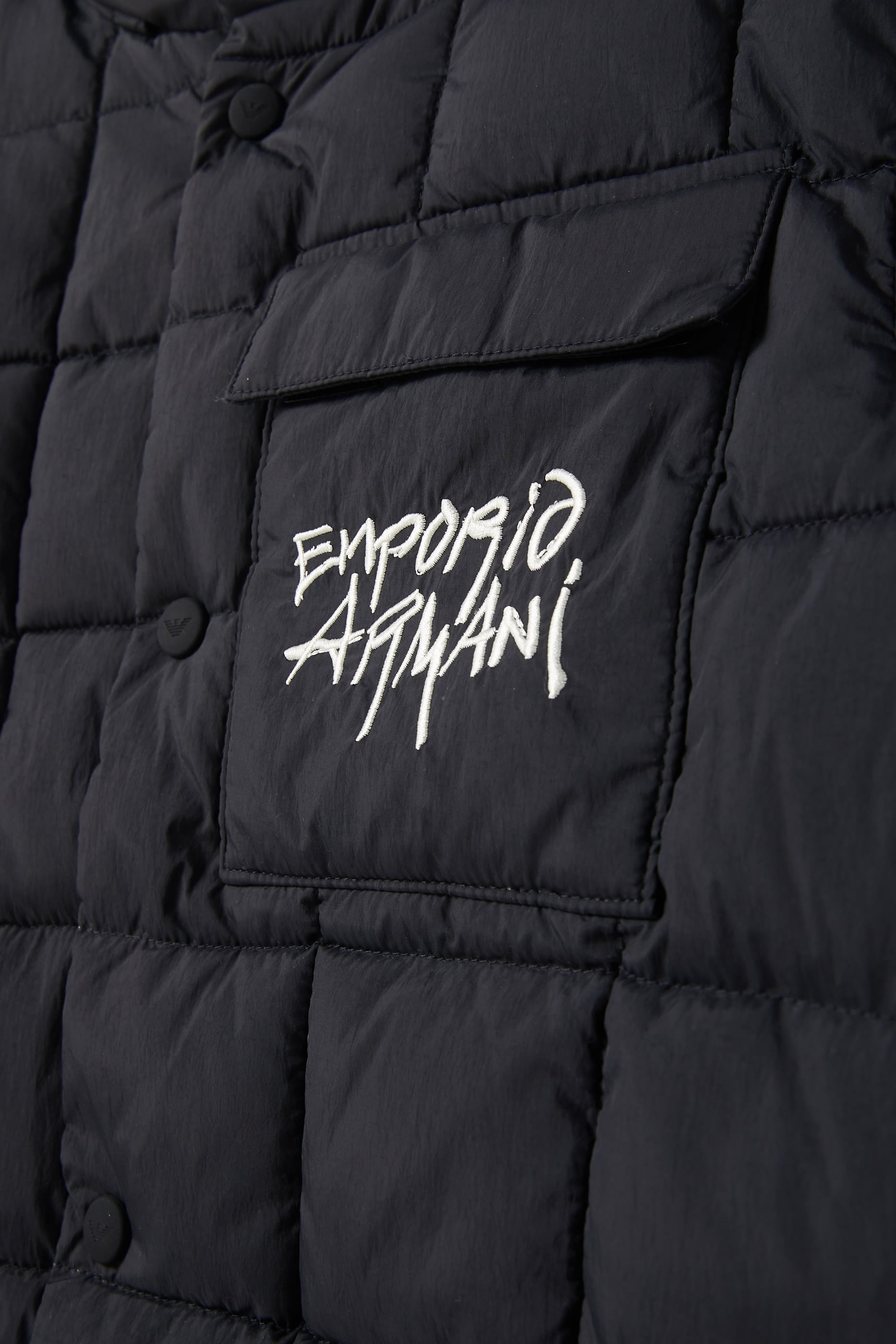 Kids Quilted Nylon Jacket with Graffiti Logo