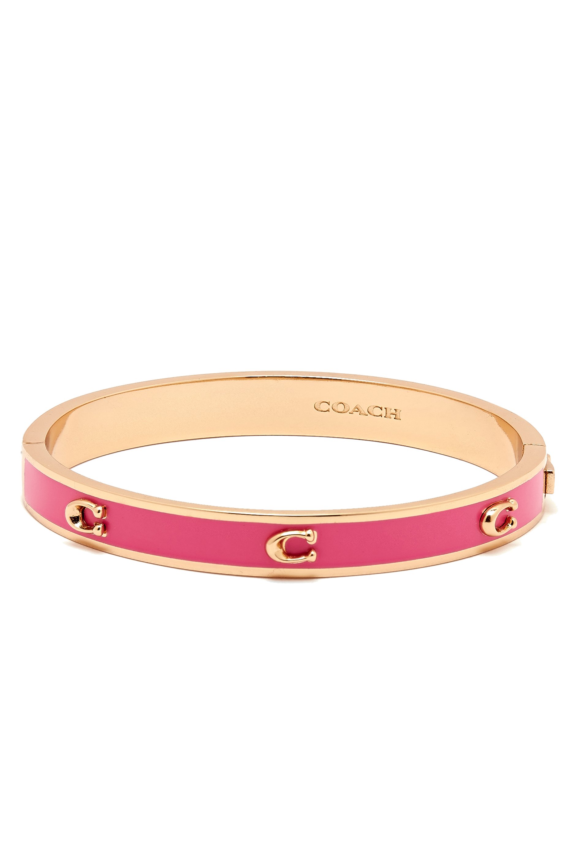 Pegged C Enamel Hinged Bangle Bracelet