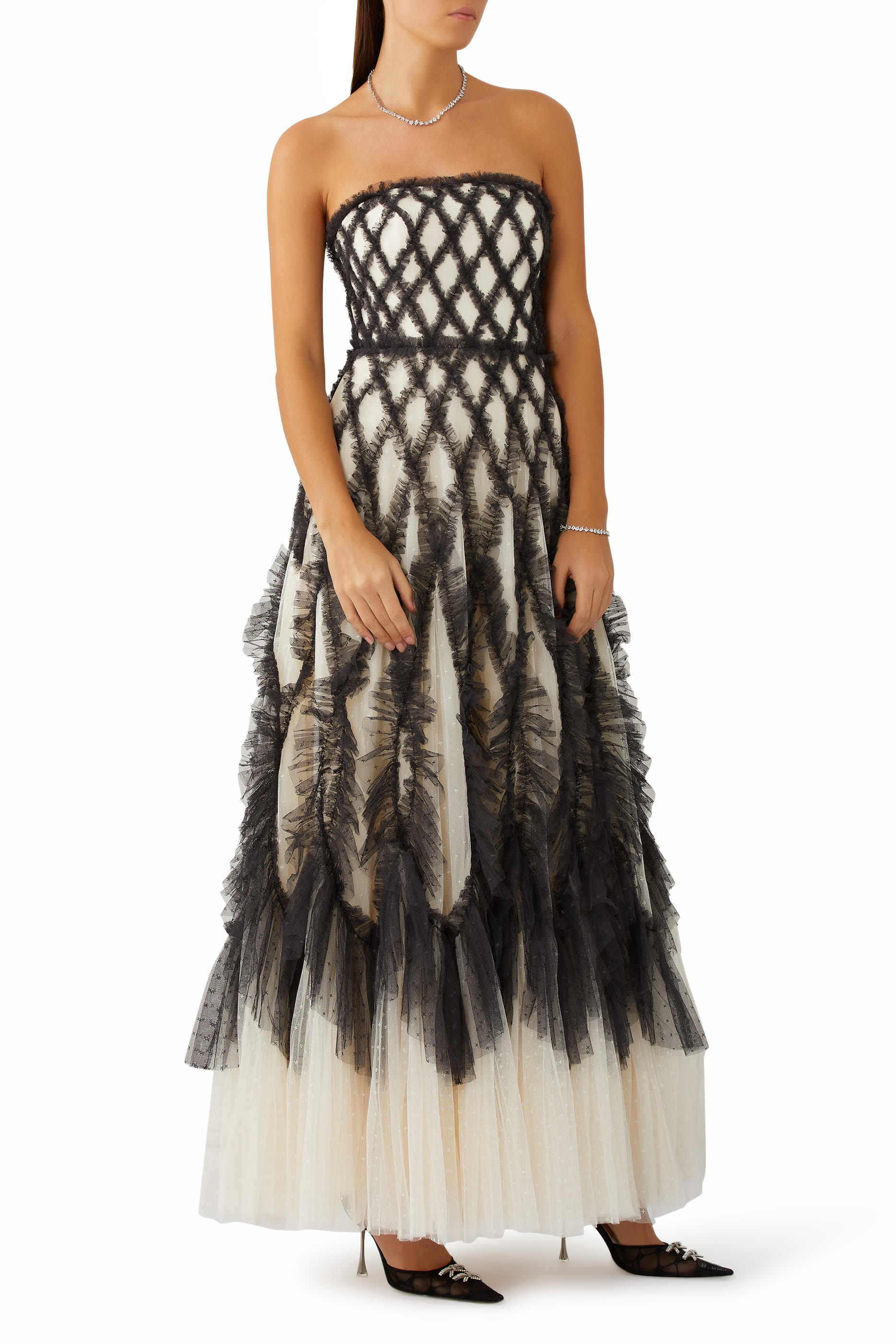 Rosella Ruffle Strapless Gown