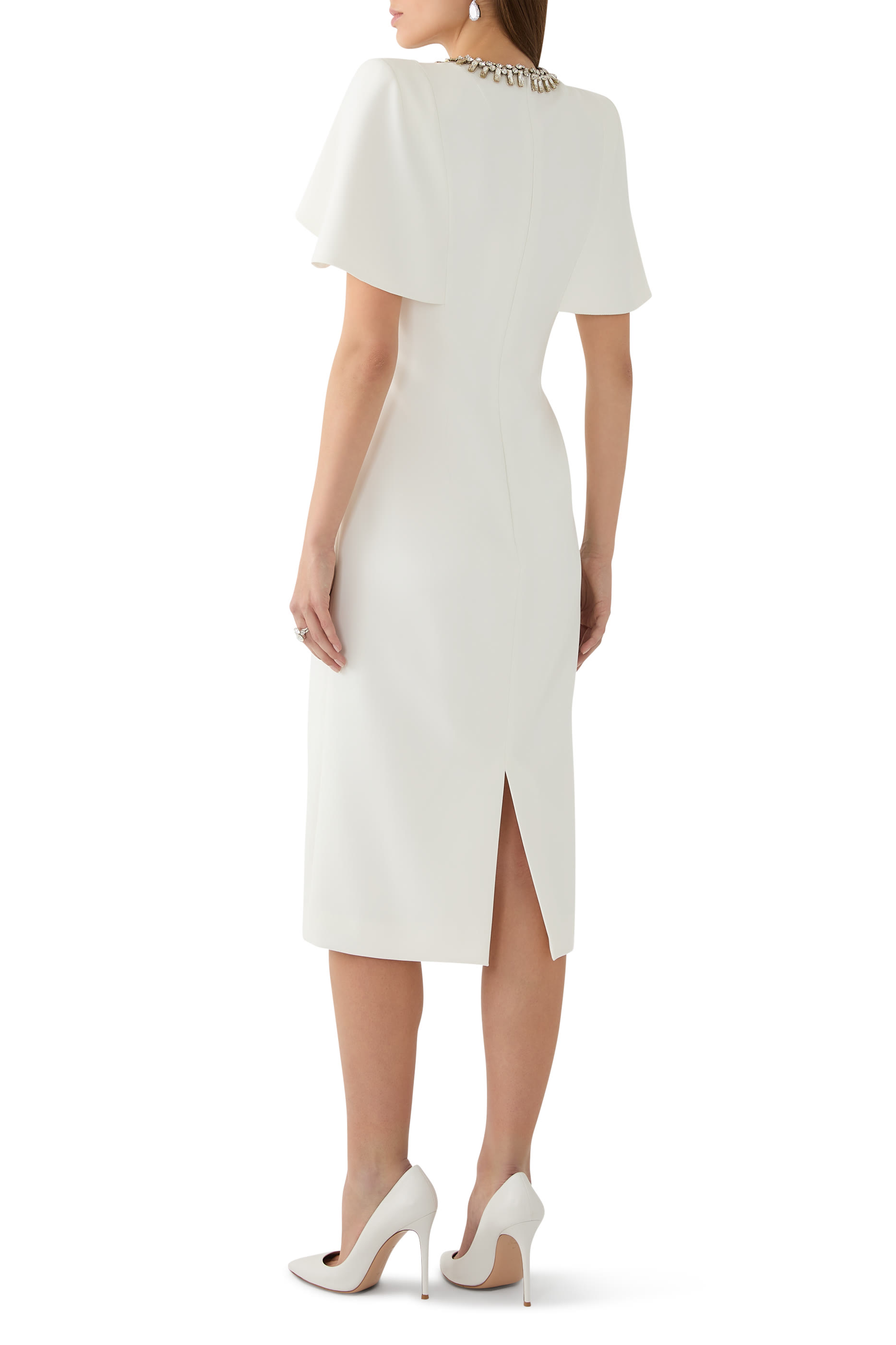 Cape Sleeve Midi Dress