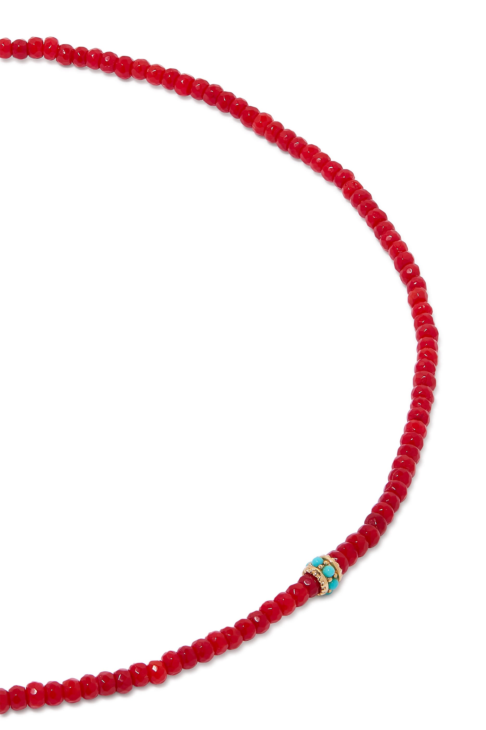 Scallop Beaded Choker, 14k Yellow Gold & Turquoise Beads