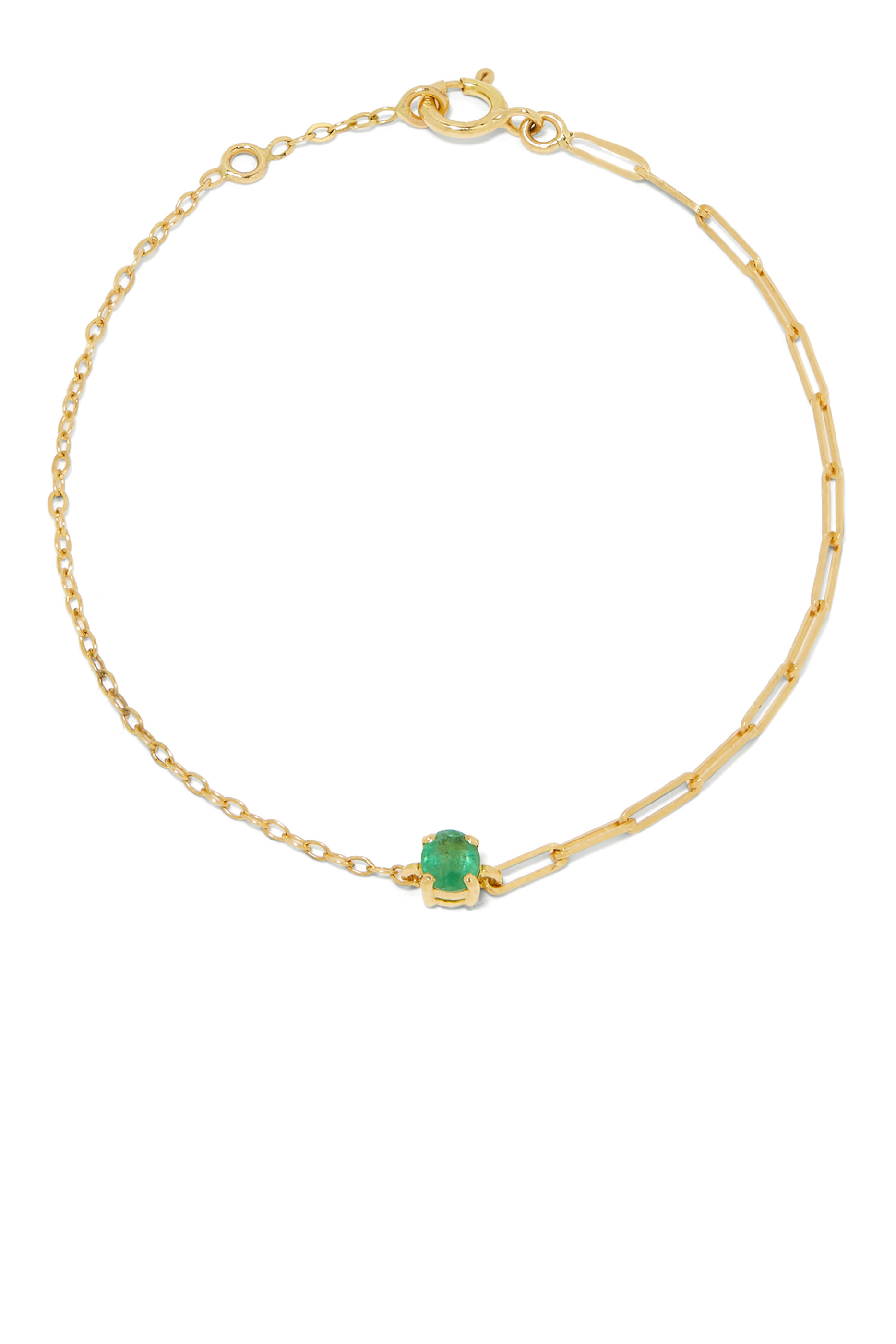Solitaire Bracelet, 18k Yellow Gold & Emerald