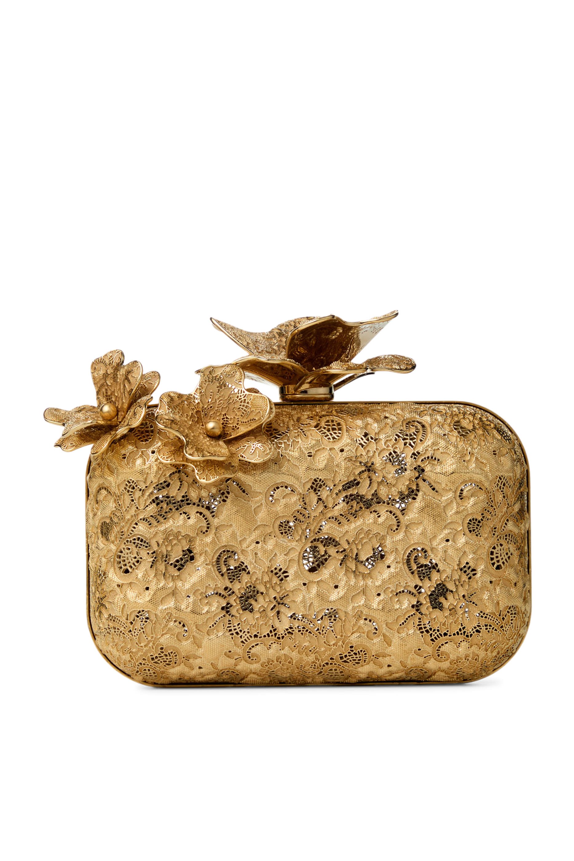 Metal Lace Clutch Bag with Corsage Clasp