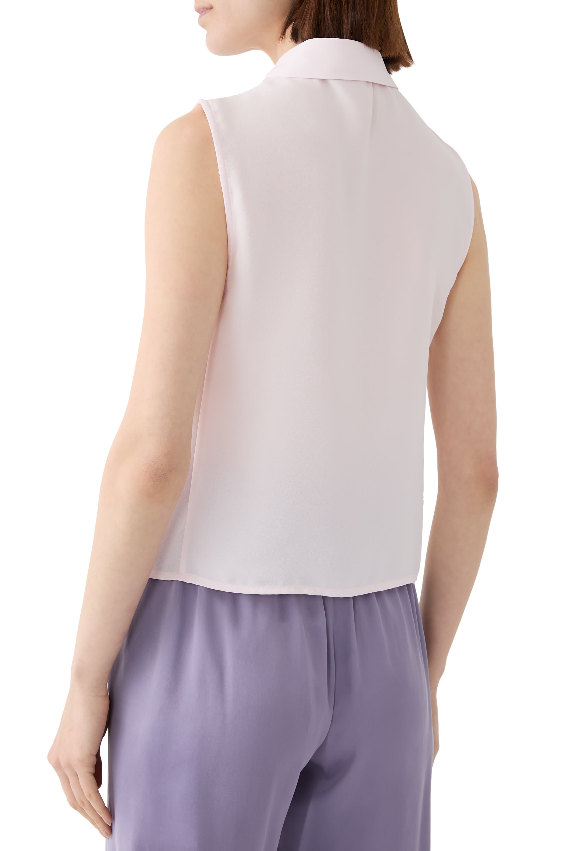 Fluid Cr&ecirc;pe Sleeveless Blouse