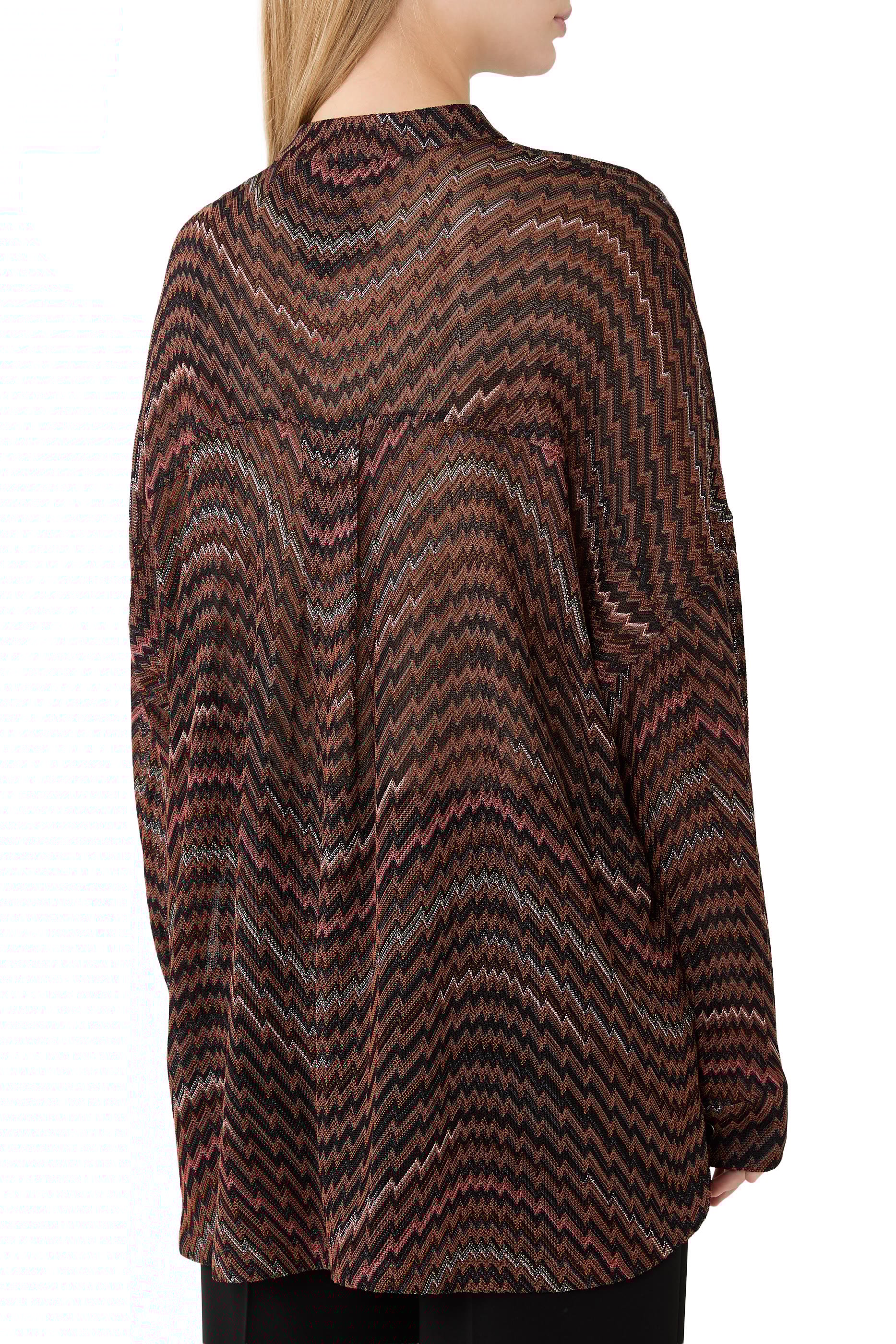 Blouse with Mandarin Collar & Zigzag Pattern