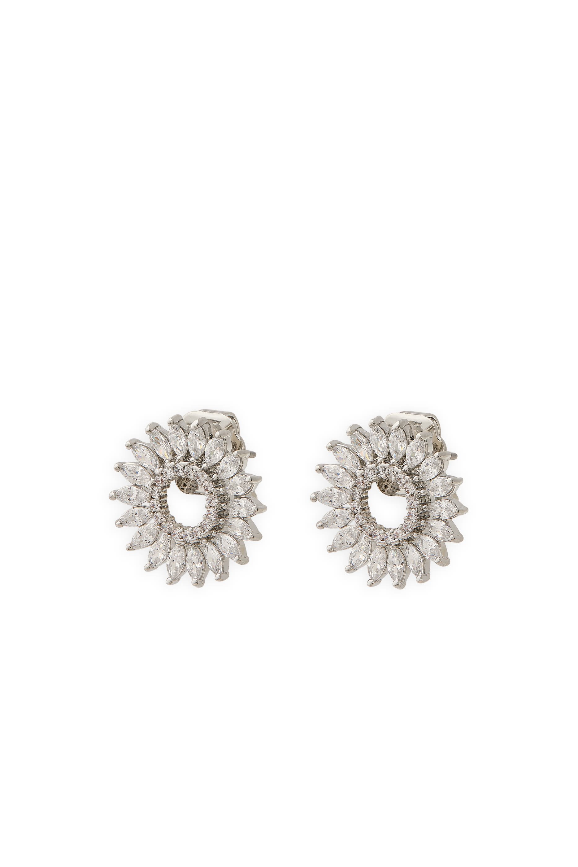Statement Earrings, Cubic Zirconia & Rodium-Plated Brass