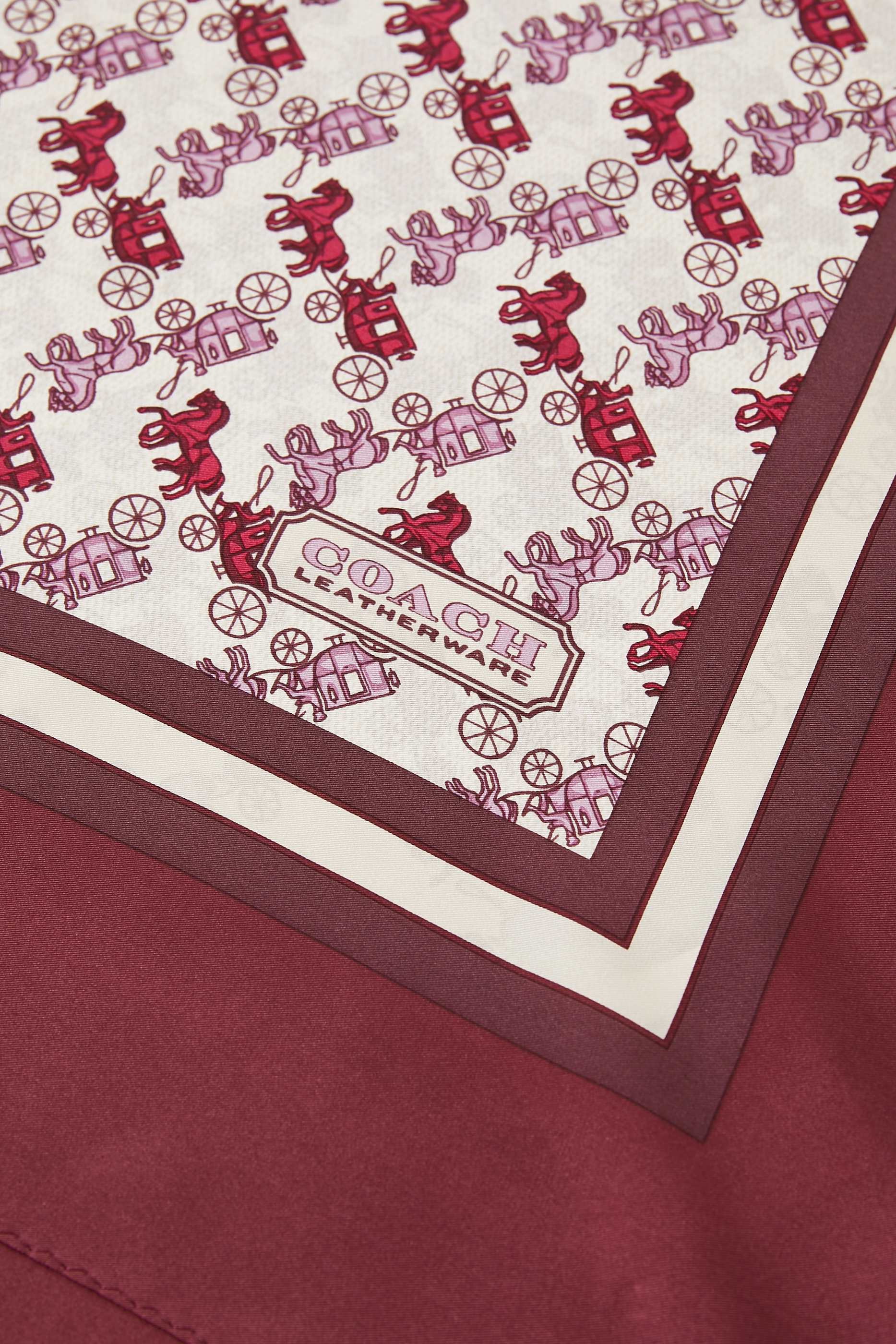 Horse & Carriage Print Silk Square Scarf