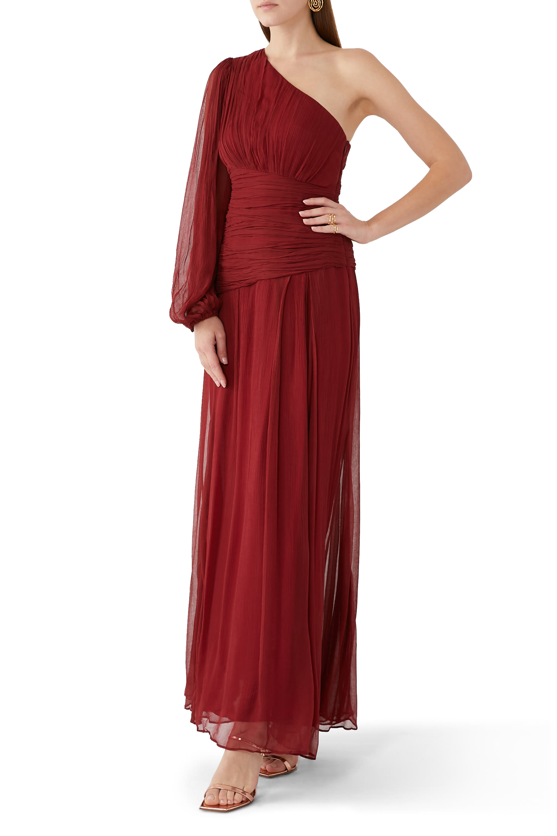 Claude One Shoulder Side Split Maxi Dress