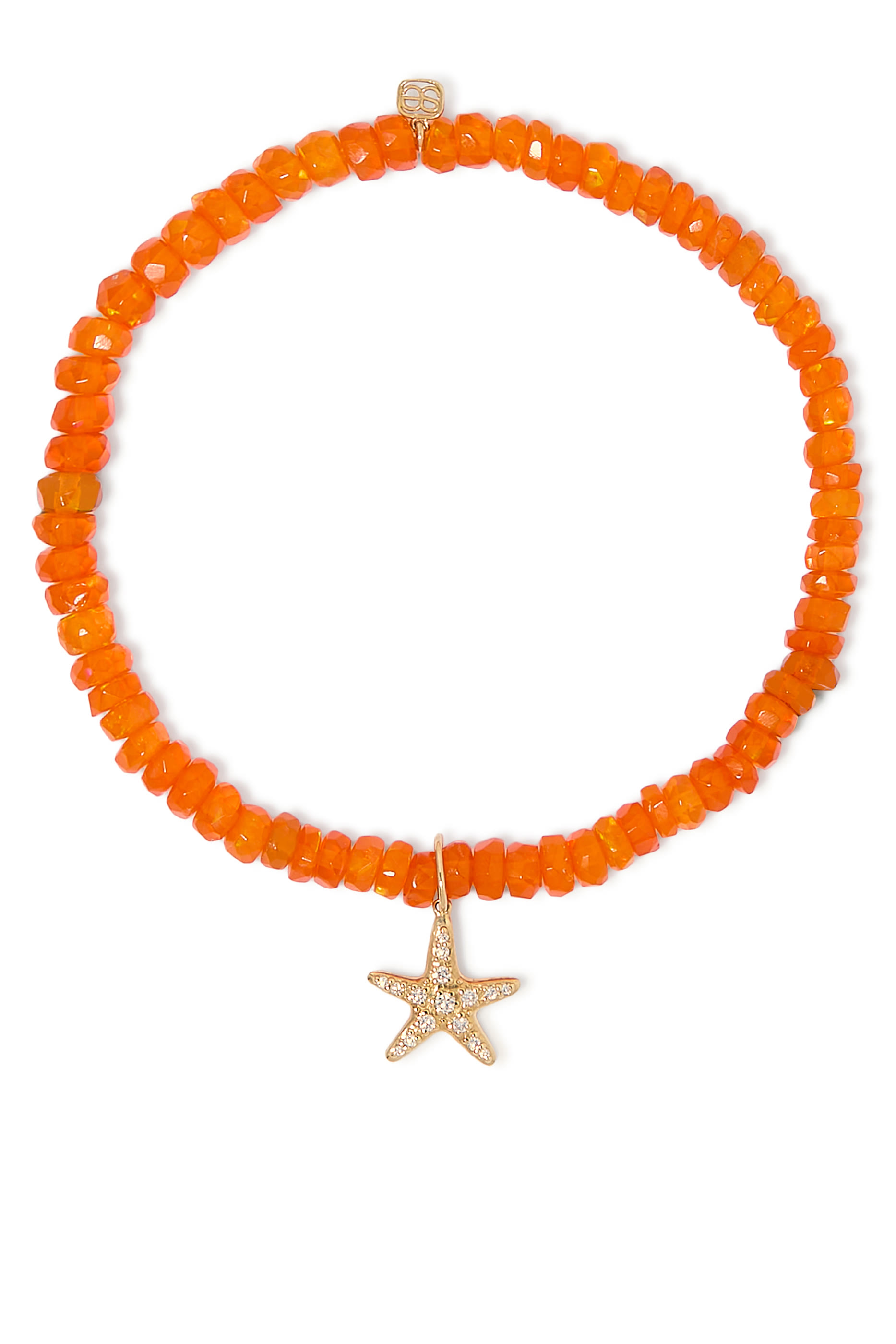 Starfish Charm Beaded Bracelet, 14k Yellow Gold & Diamonds, Ethiopian Opal