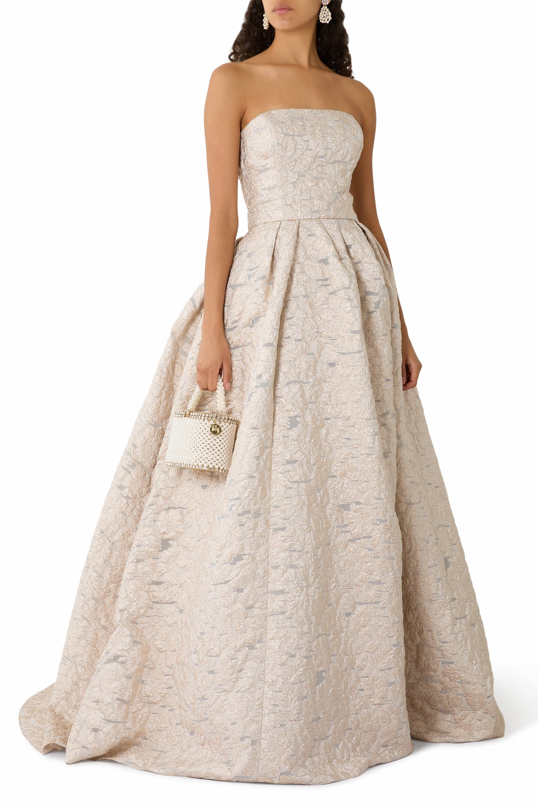 Strapless Fil Coupé Gown