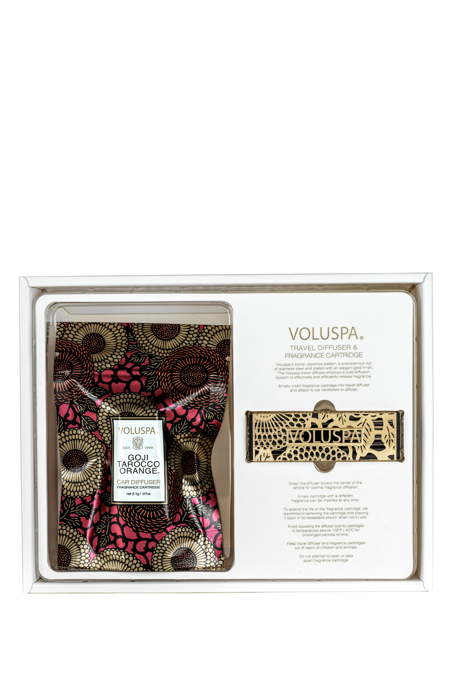 Goji Tarocco Orange Travel Diffuser and Fragrance Cartridge,