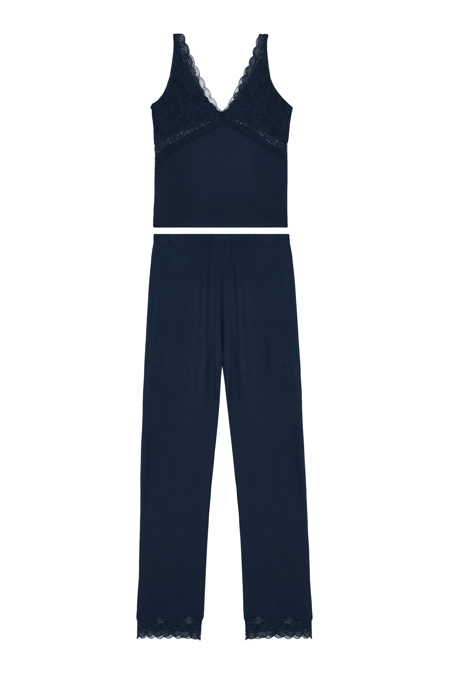 Jersey Vintage Lace Trim Cami Pyjama Set