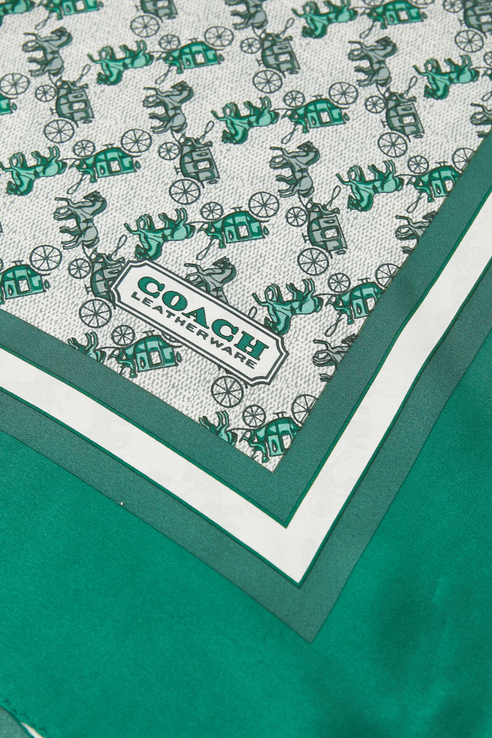 Horse & Carriage Print Silk Square Scarf