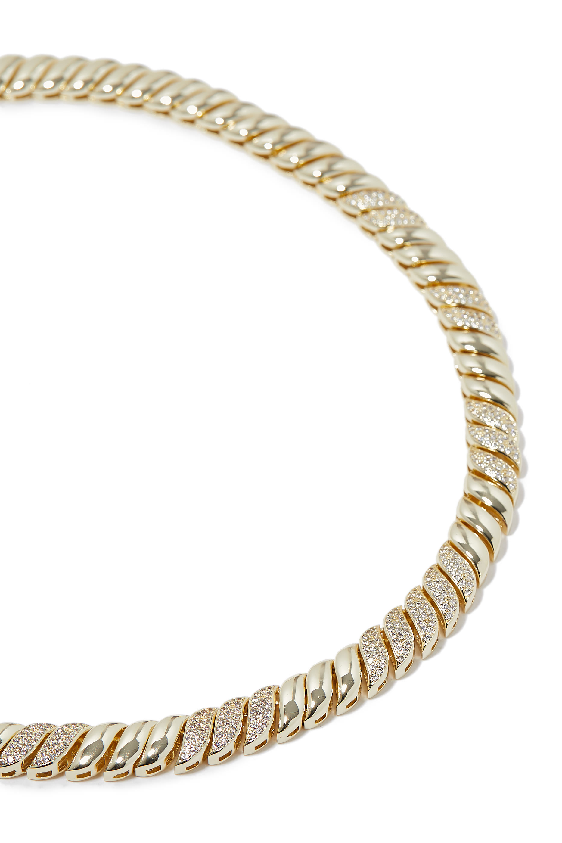 Pave Cubic Zirconia Stations Estate Link Necklace