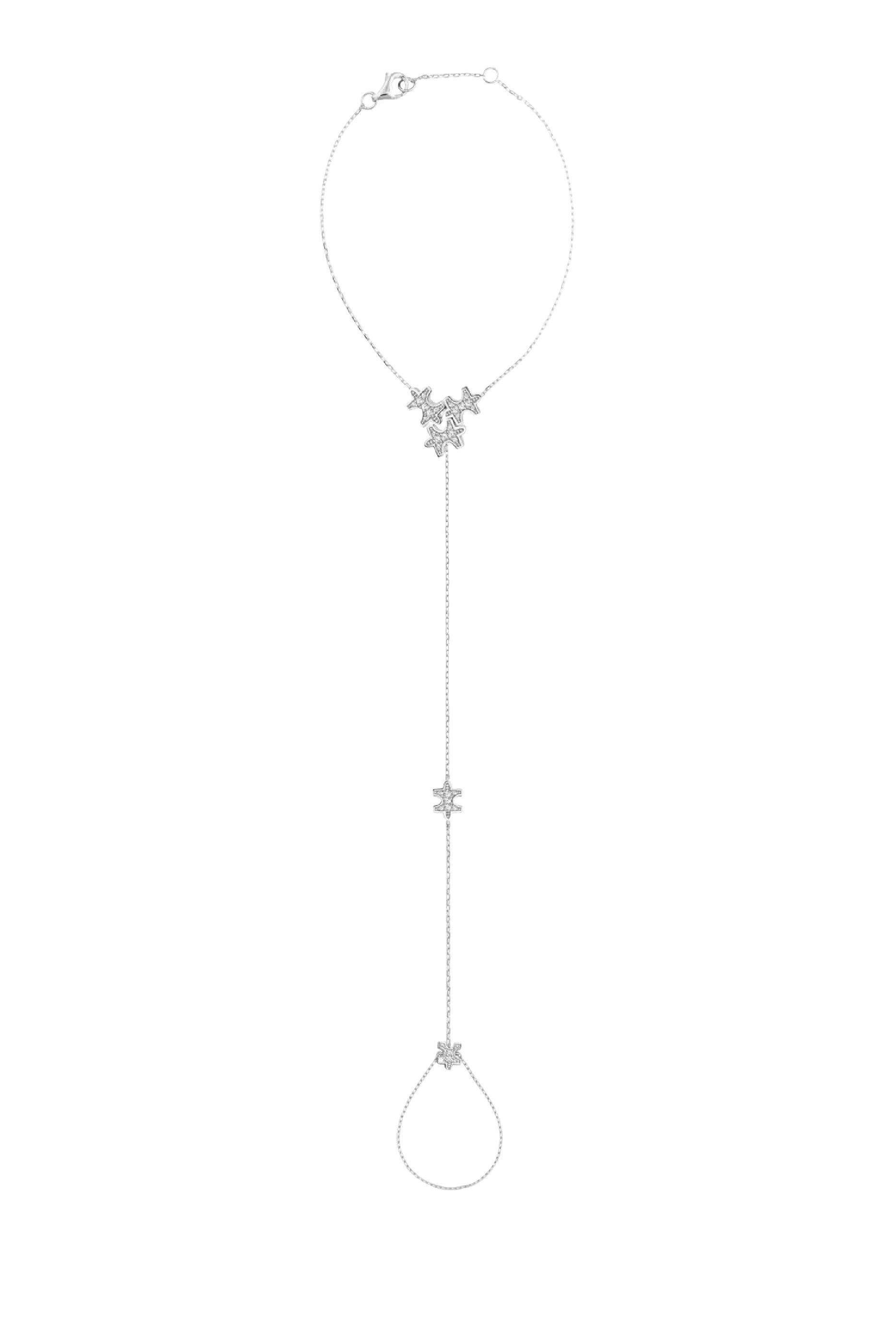 Multi-Pav&eacute; Hand-Chain, 18K White Gold & Diamonds