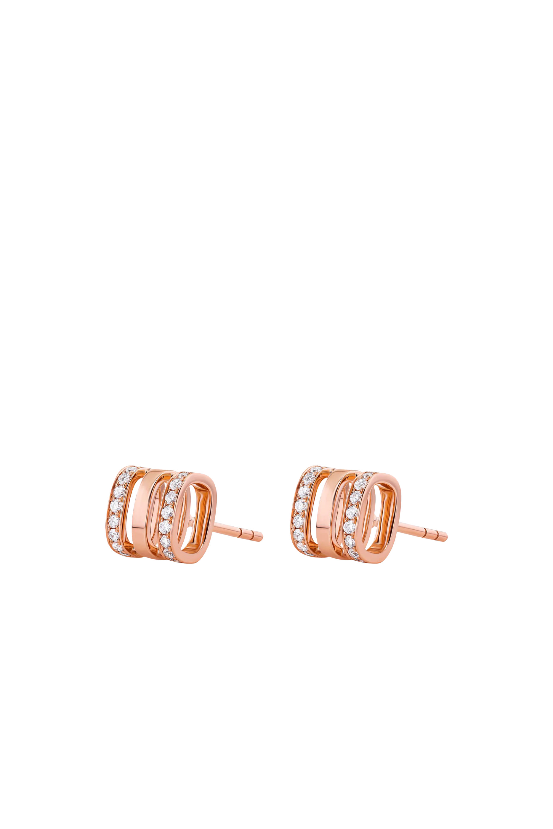 Wid Stud Earrings, 18k Rose Gold & Diamonds
