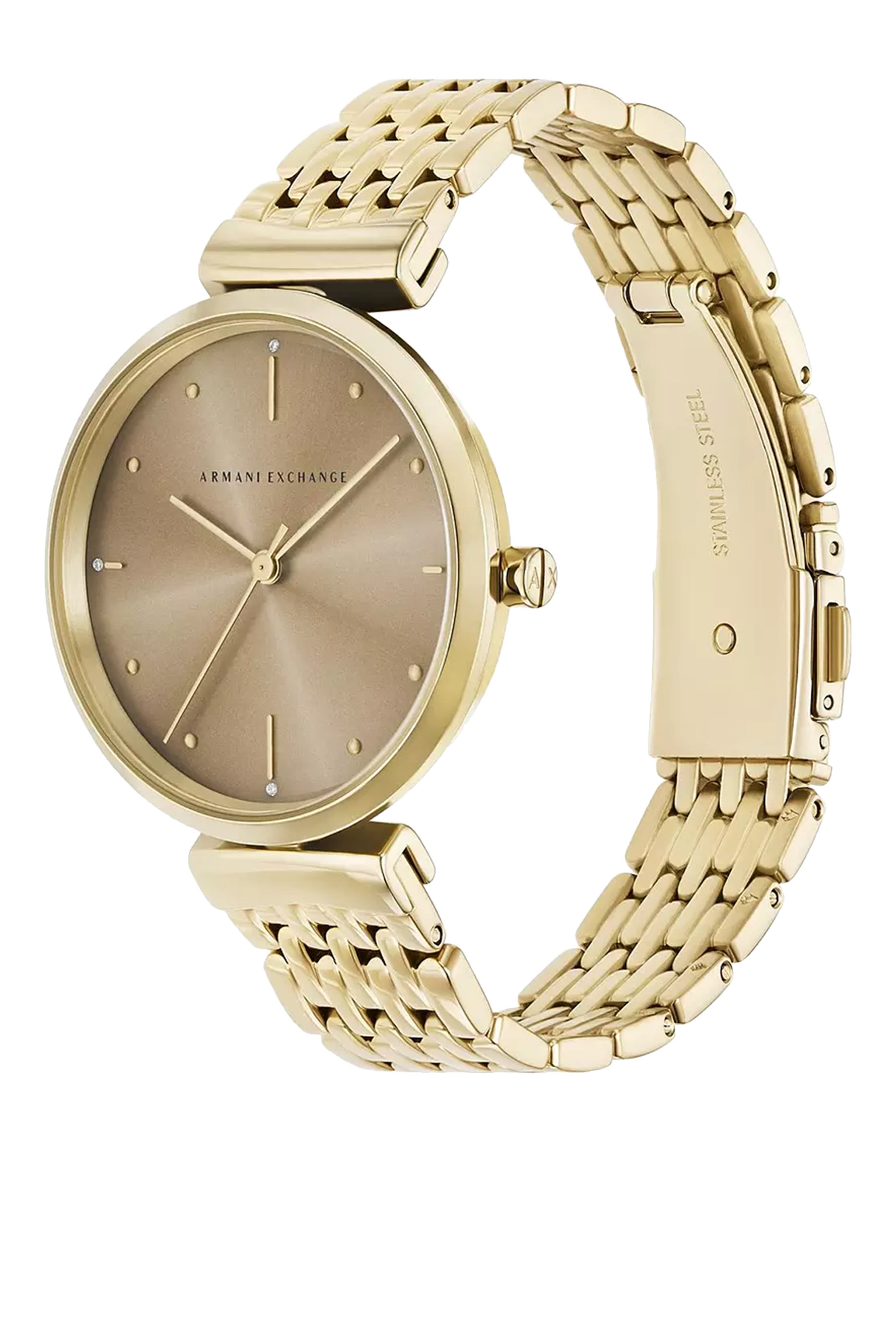 Three-Hand Gold-Tone Stainless Steel Watch