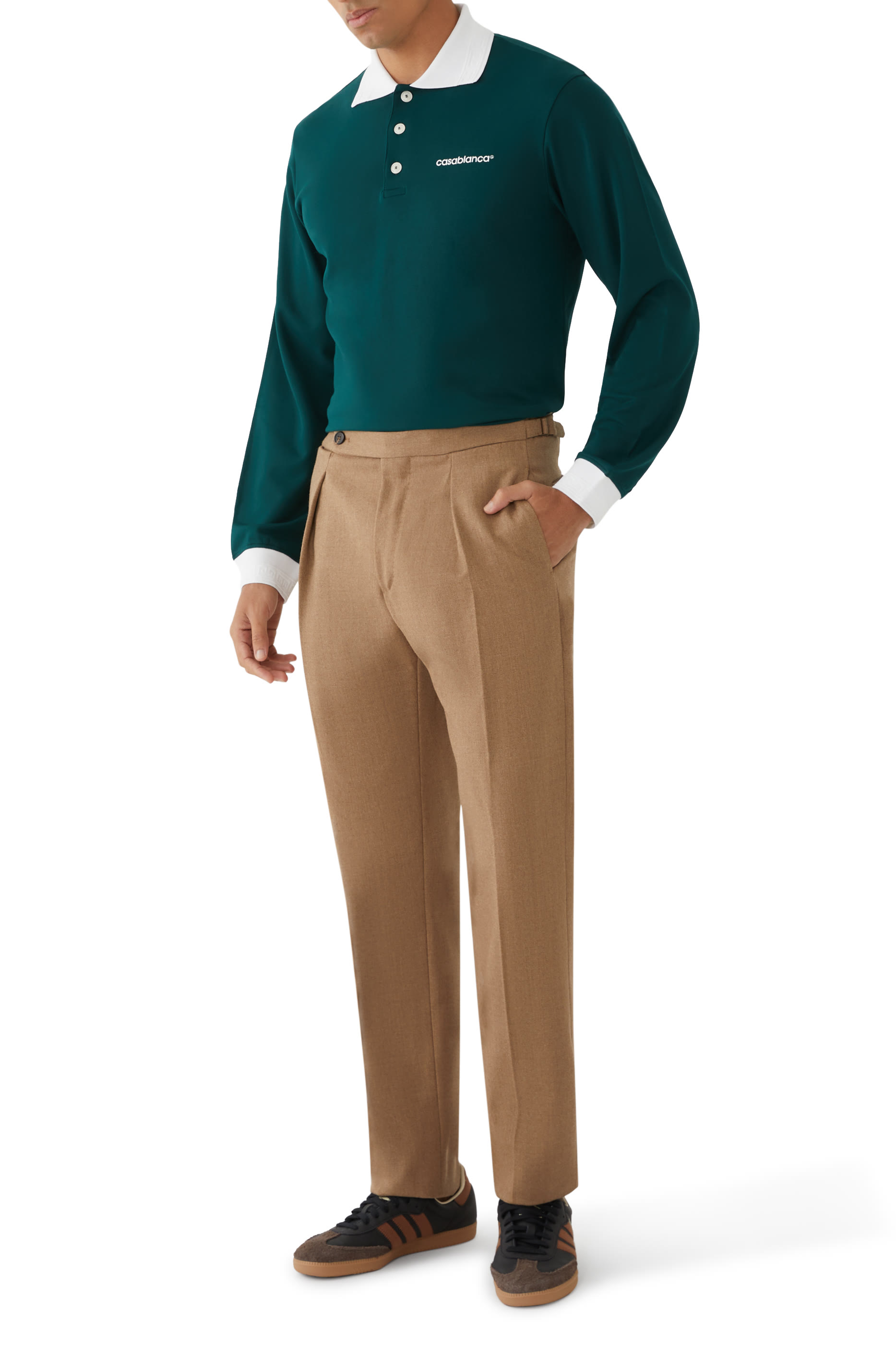 Long Sleeve Viscose Polo Shirt