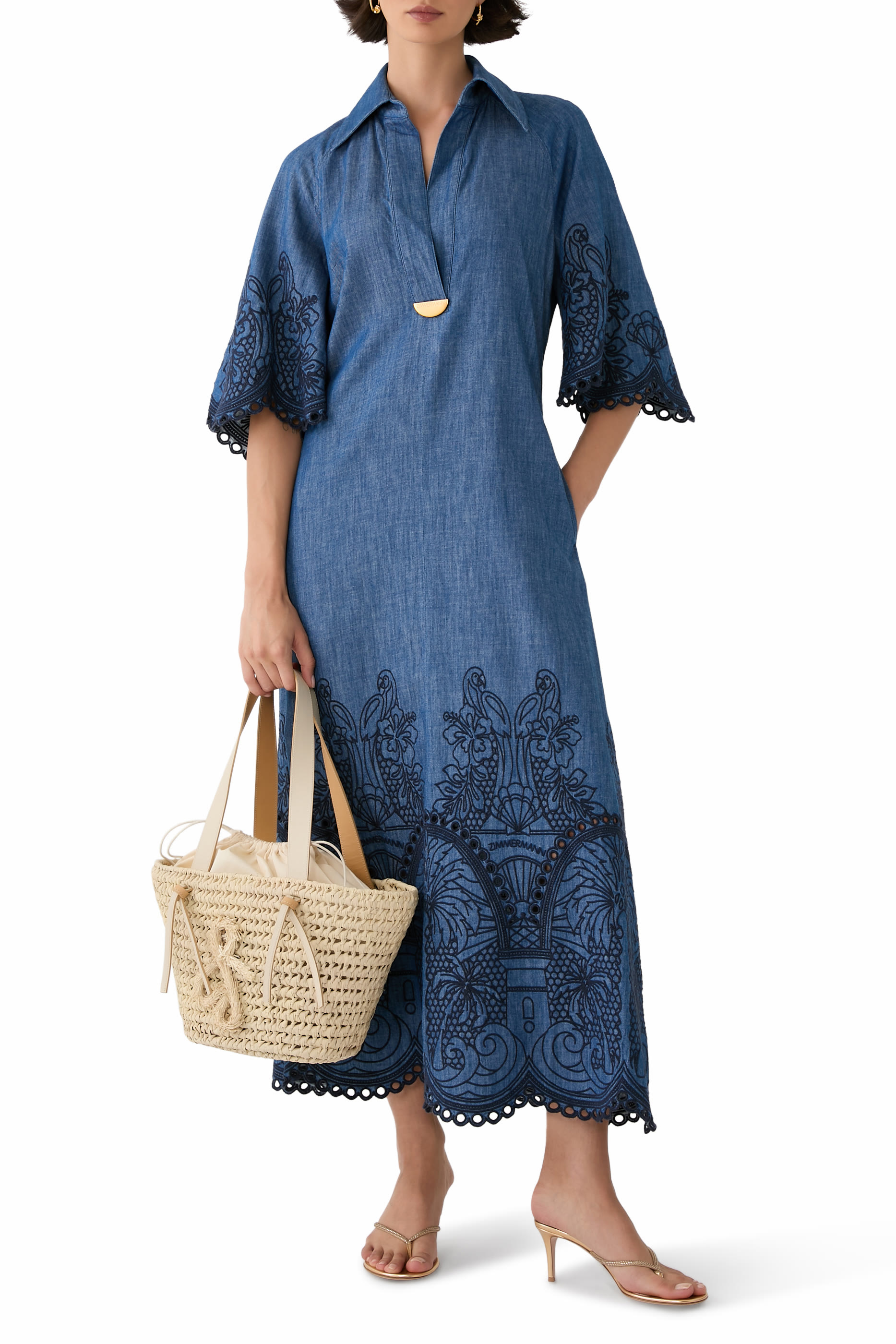 Coco Embroidered Denim Dress