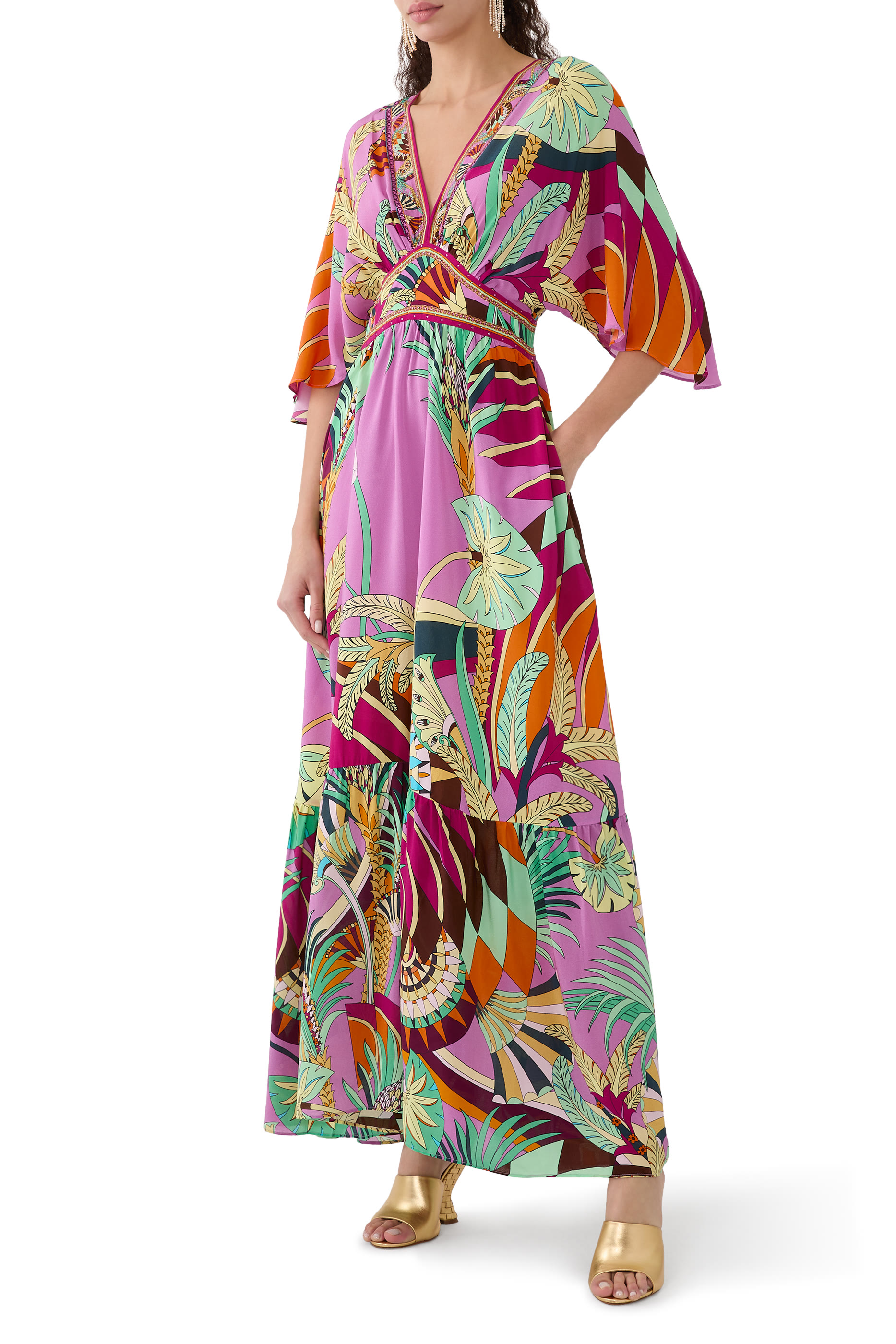 Waisted Dress with Hem Ruffle.