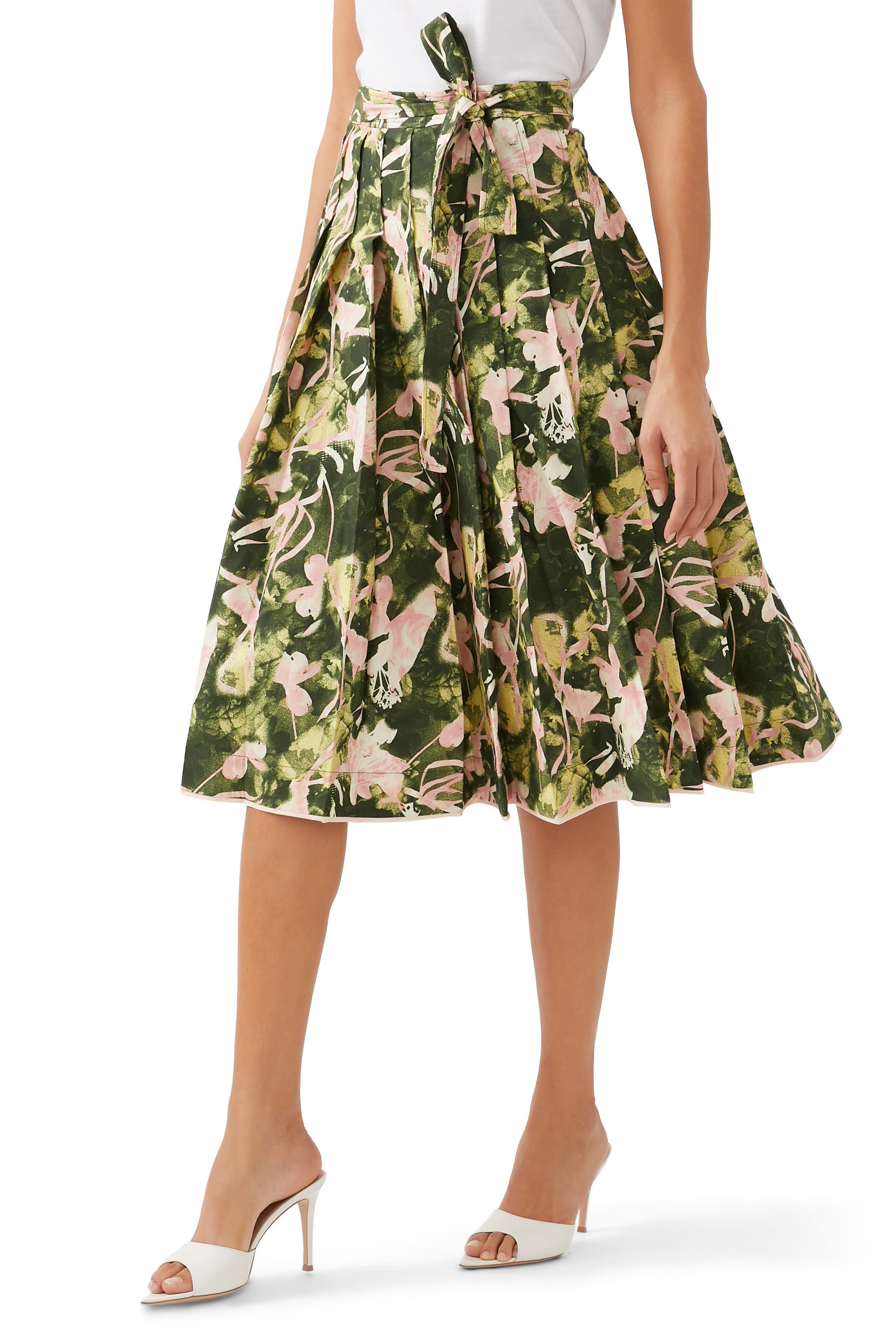 Floating Iris Belted Skirt