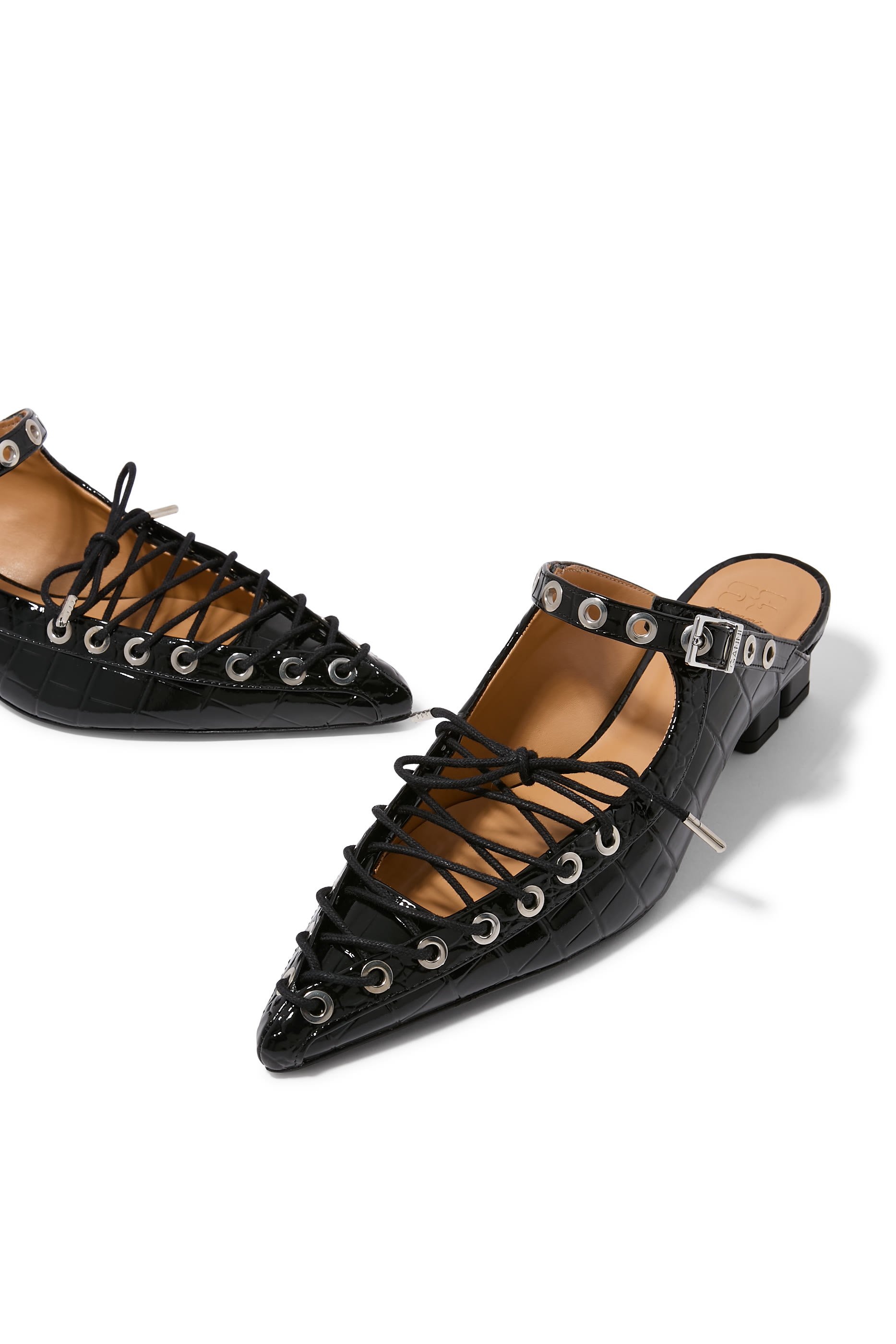 Eyelets Lace Up 35 Mules