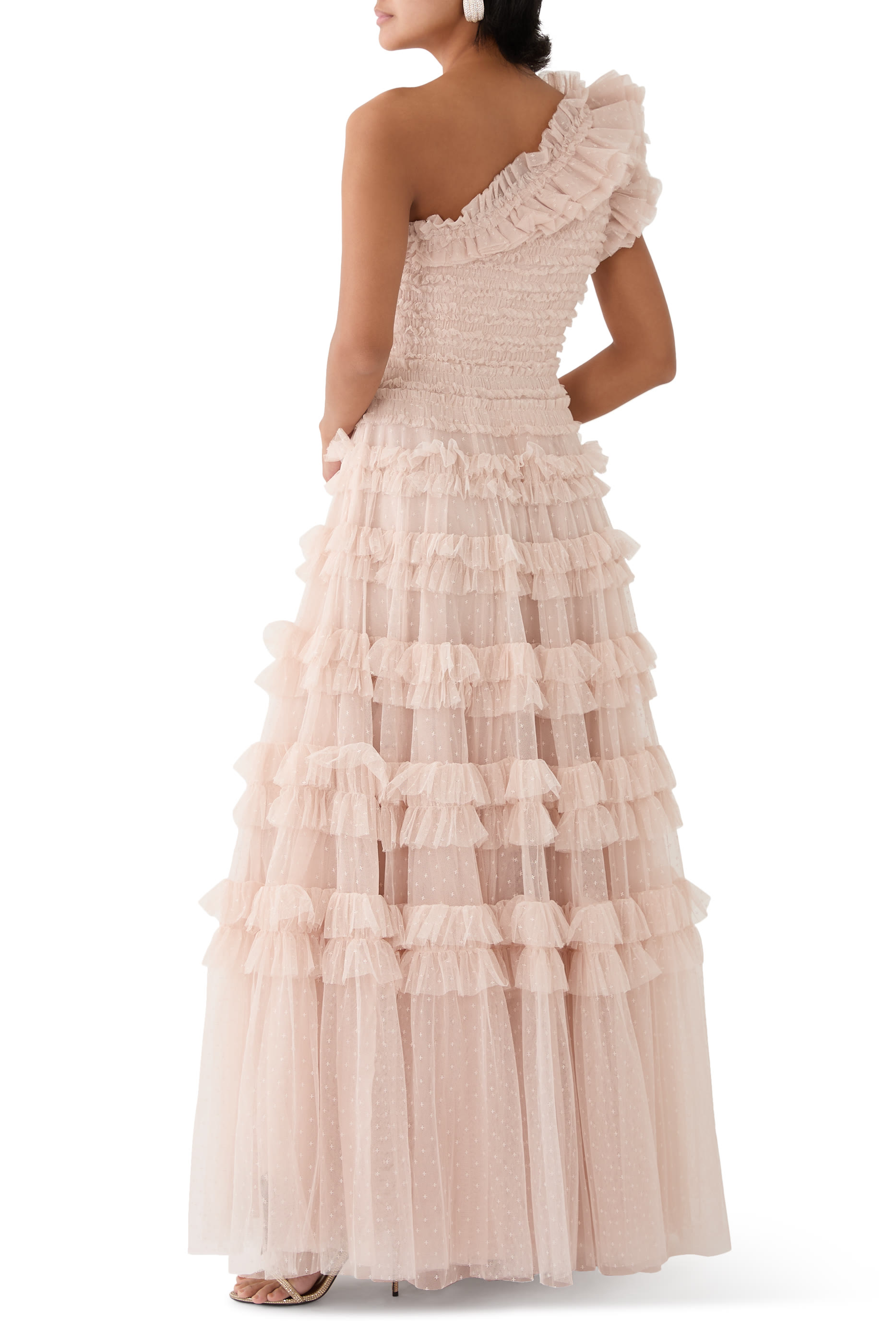 Lisette Ruffle One-Shoulder Gown