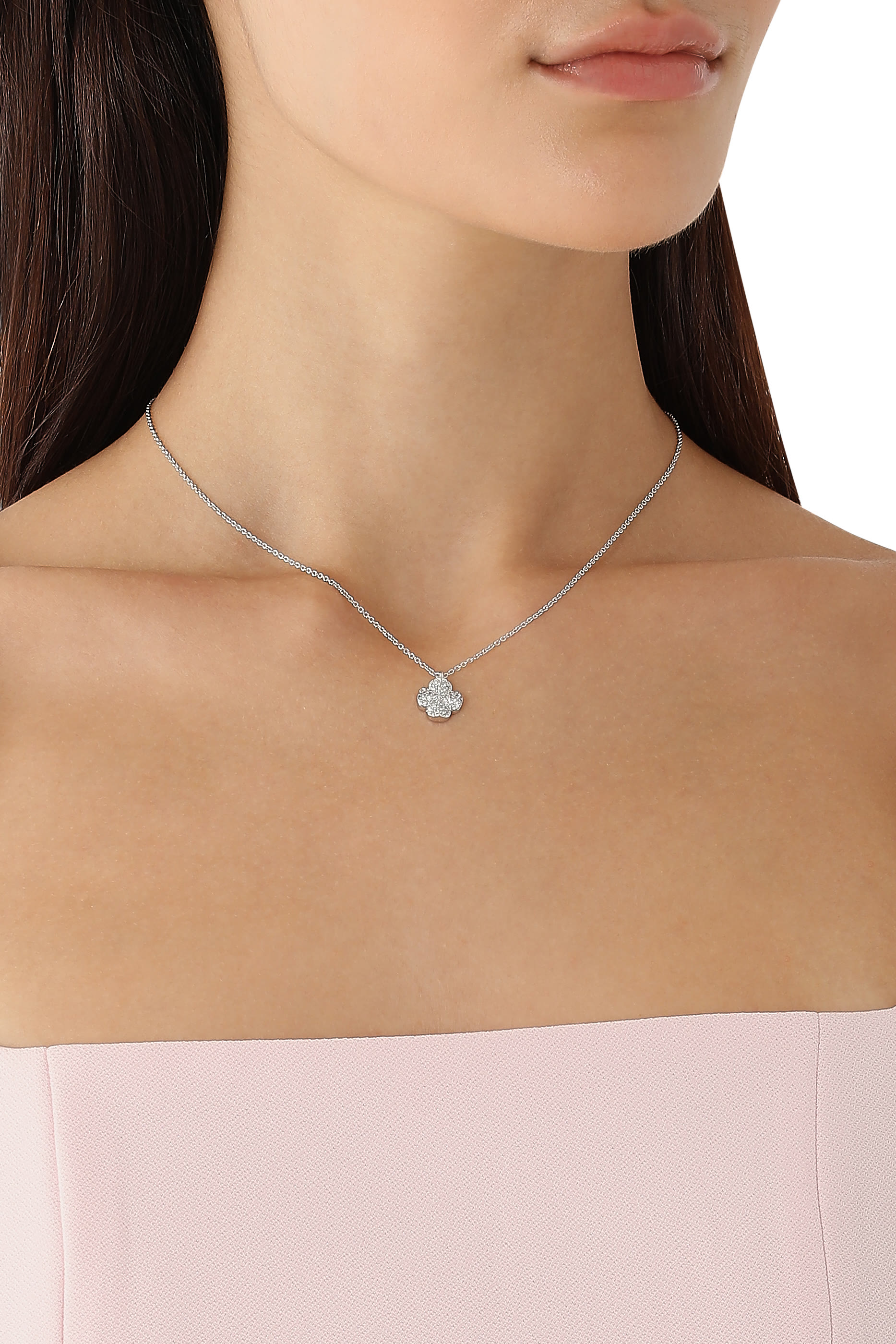 Spade Flower Pave Mini Pendant, Cubic Zirconia