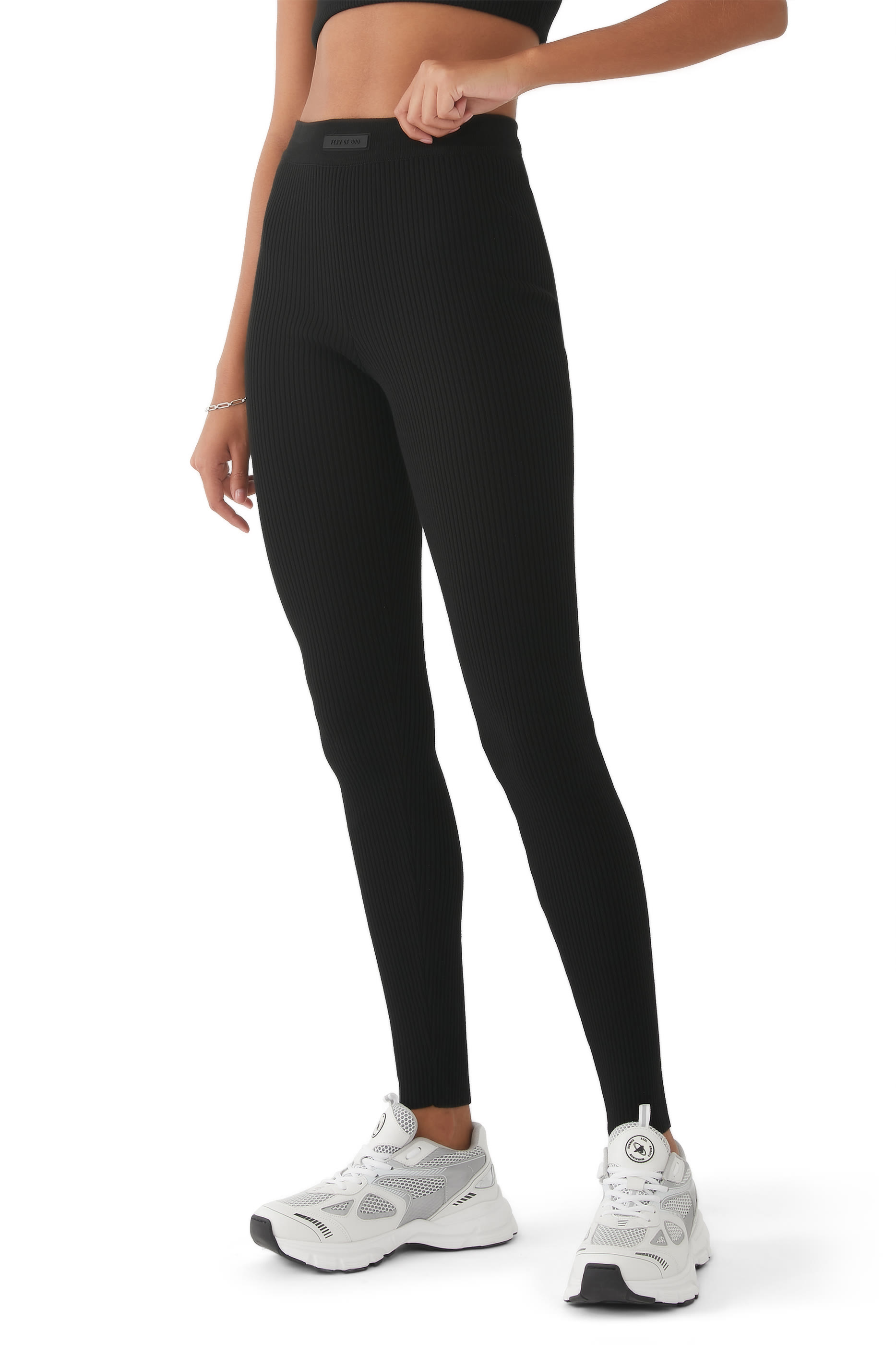 Appliquéd Ribbed-Knit Leggings