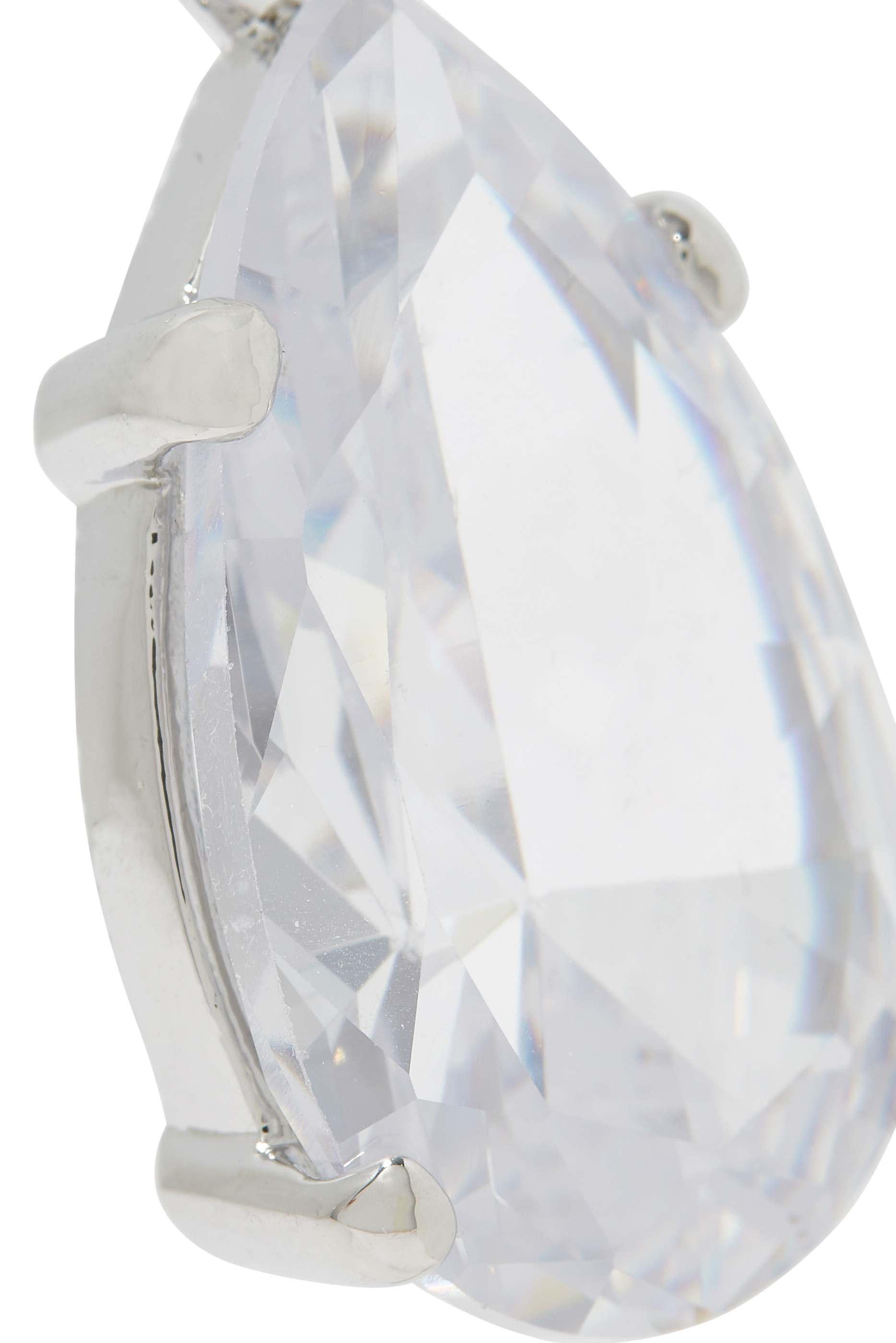 Double Pear CZ Statement Drop Earrings, Rhodium-Plated Brass & Cubic Zirconia