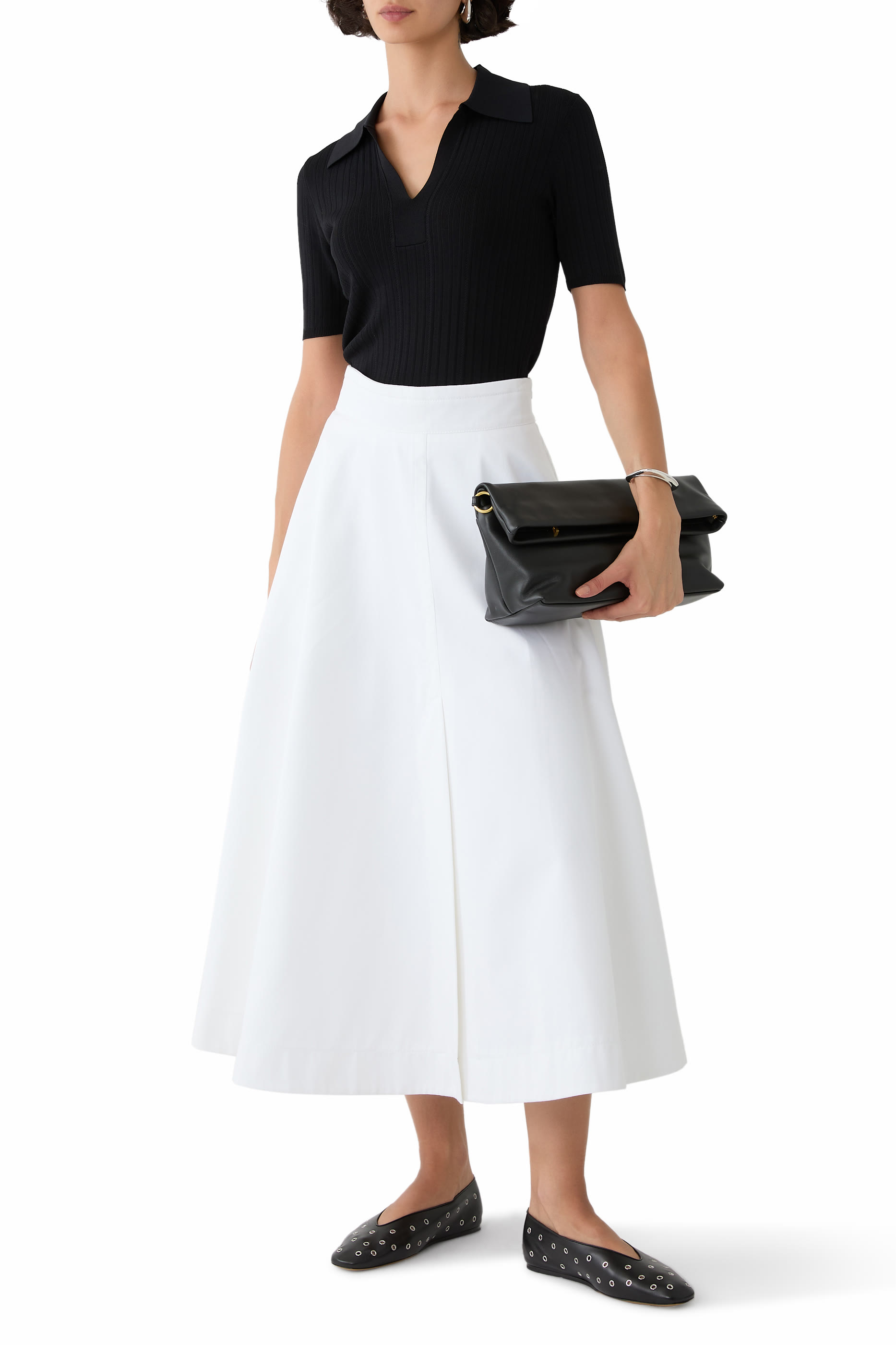 Viscose Rib Knit Polo Top