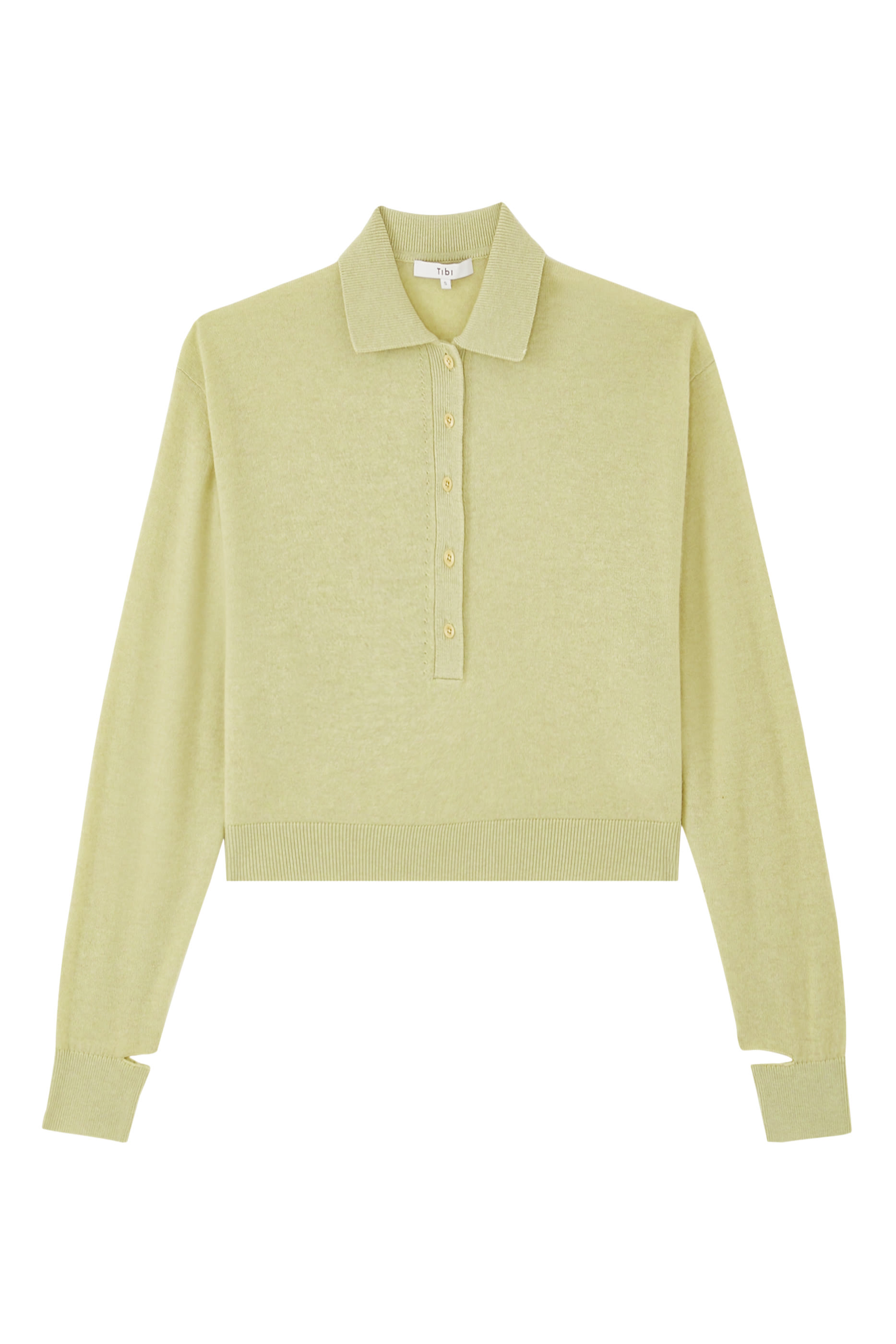 Washable Cashmere Easy Polo Crop Sweater