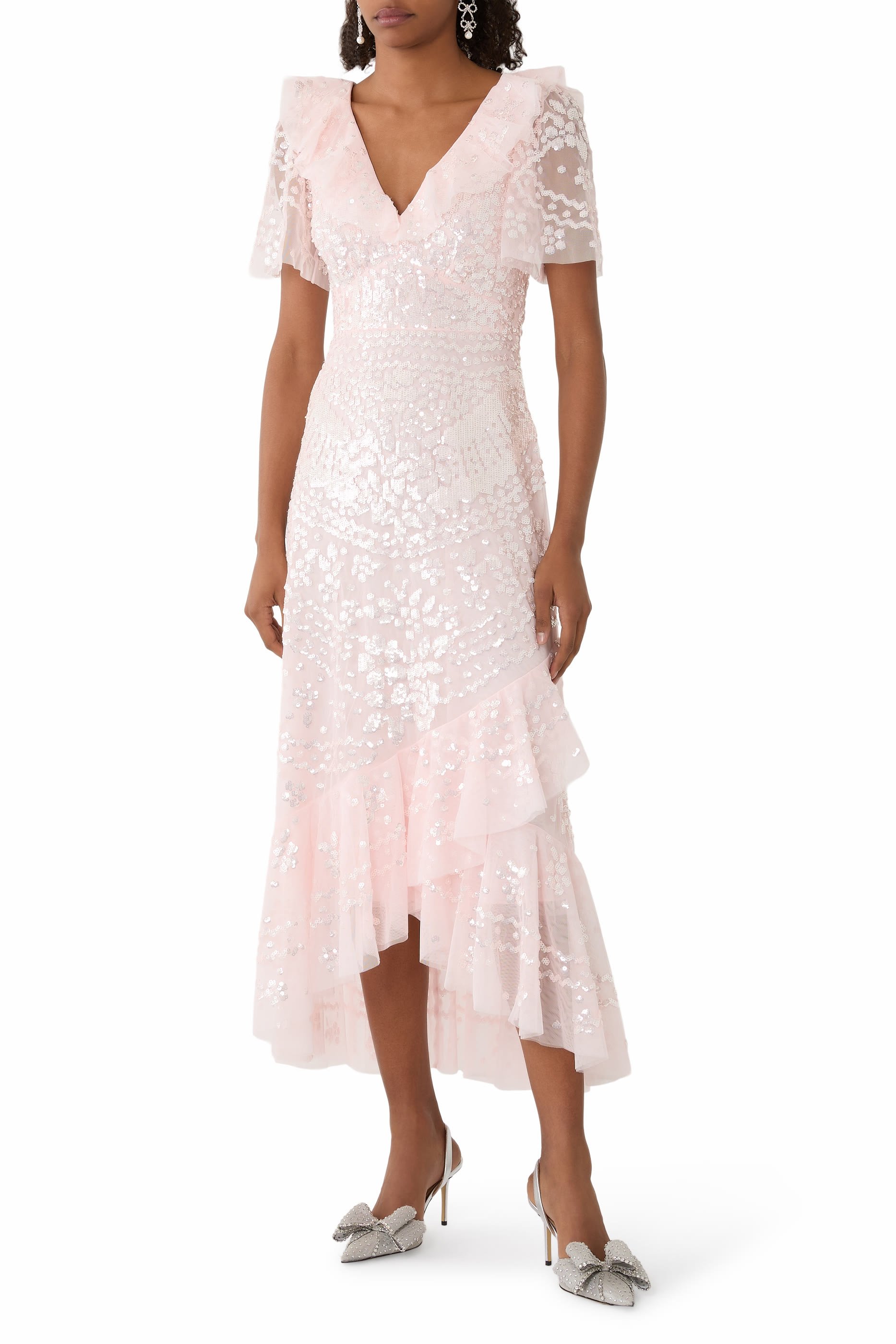 Anais Sequin Frill Ankle Gown