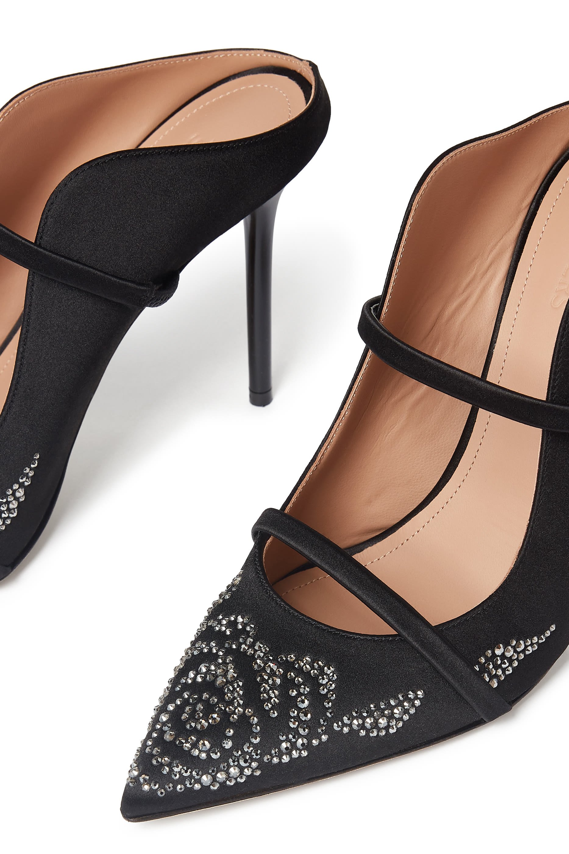 Maureen 100 Satin Rose Crystal Mules