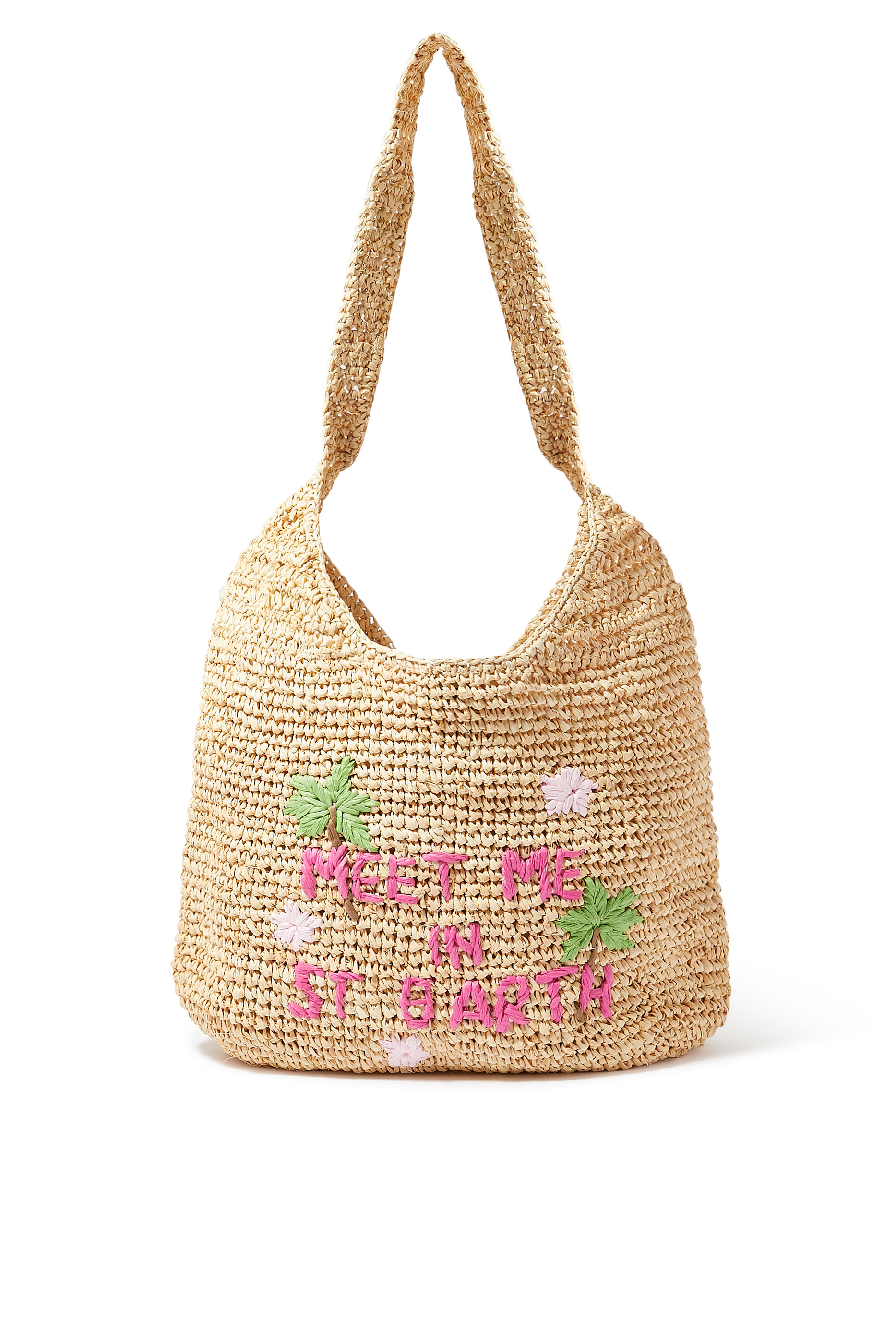 Raffia Beach Bag "Meet Me in St Barth"